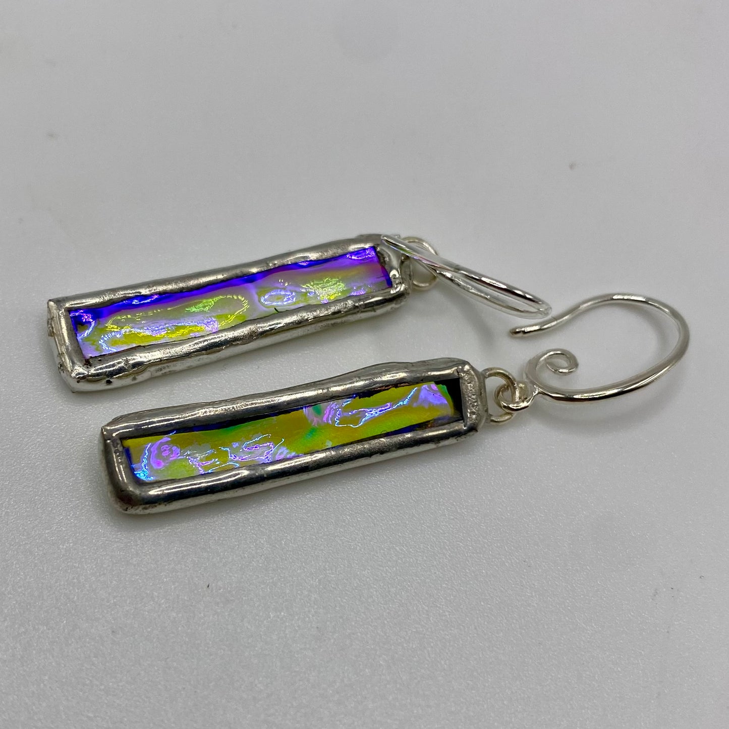 Medium Stick Earrings | Stained Glass Earrings by Hip Chick Glass, Stained Glass Dangle Drop Earrings, Stained Glass Earrings