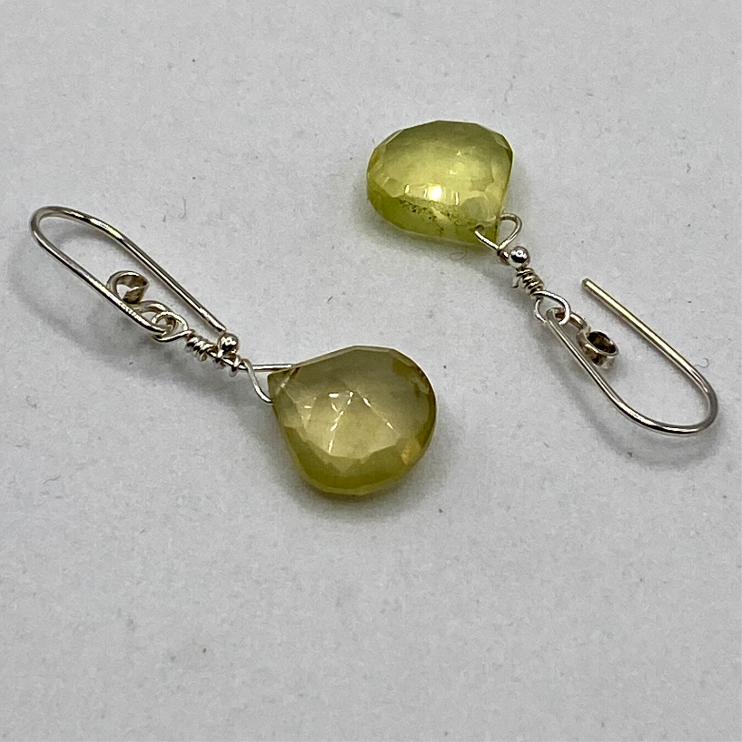 Lemon Quartz Dangle Earrings by Hip Chick Glass, Sterling Silver Earrings, Handmade Gemstone Jewelry, Handmade Jewelry Gift, Birthstone Earrings