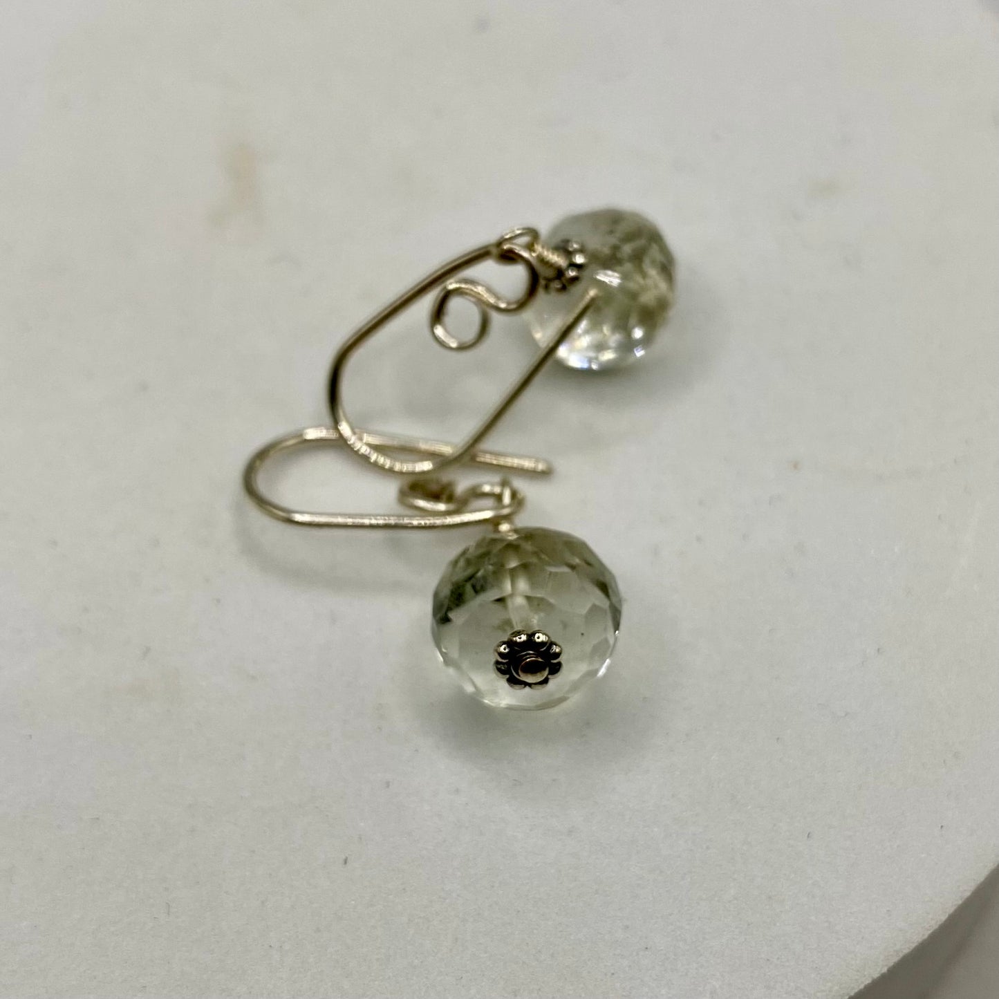 Rare Faceted Green Amethyst Earrings by Hip Chick Glass, Sterling Silver Earrings, Handmade Gemstone Jewelry, February Birthstone Gift