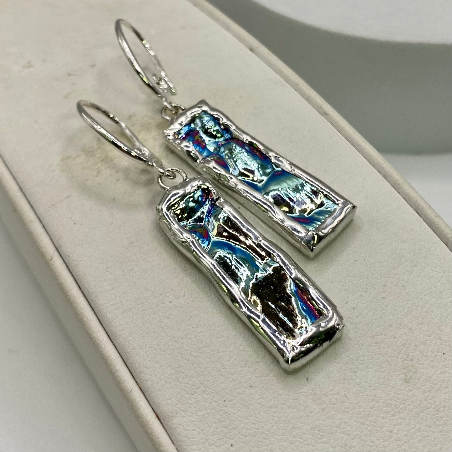 Textured Stick Earrings | Stained Glass Earrings by Hip Chick Glass, Stained Glass Dangle Drop Earrings, Stained Glass Earrings