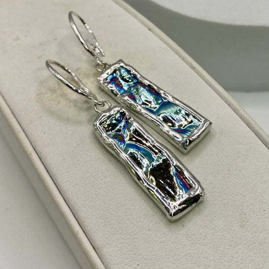 Textured Stick Earrings | Stained Glass Earrings by Hip Chick Glass, Stained Glass Dangle Drop Earrings, Stained Glass Earrings