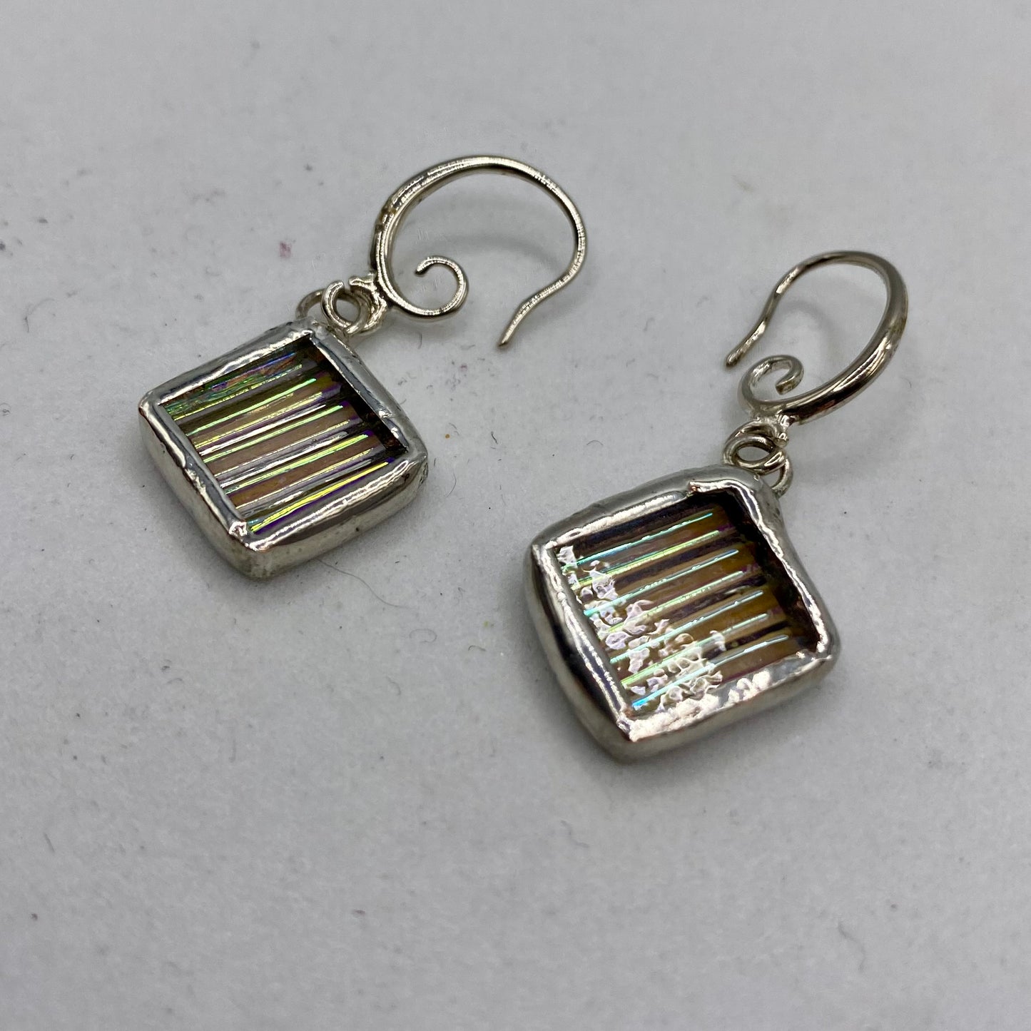 Small Diamond Earrings | Stained Glass Earrings by Hip Chick Glass, Stained Glass Dangle Drop Earrings, Stained Glass Earrings