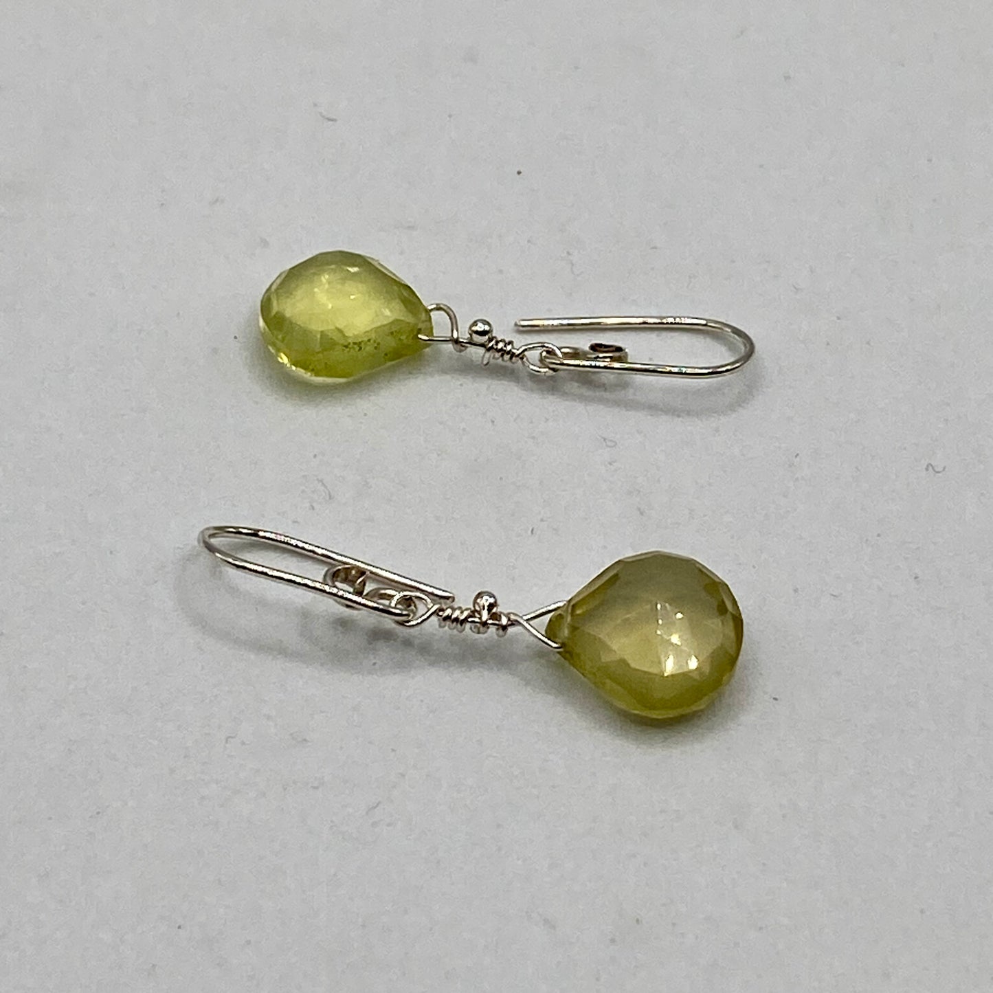Lemon Quartz Dangle Earrings by Hip Chick Glass, Sterling Silver Earrings, Handmade Gemstone Jewelry, Handmade Jewelry Gift, Birthstone Earrings
