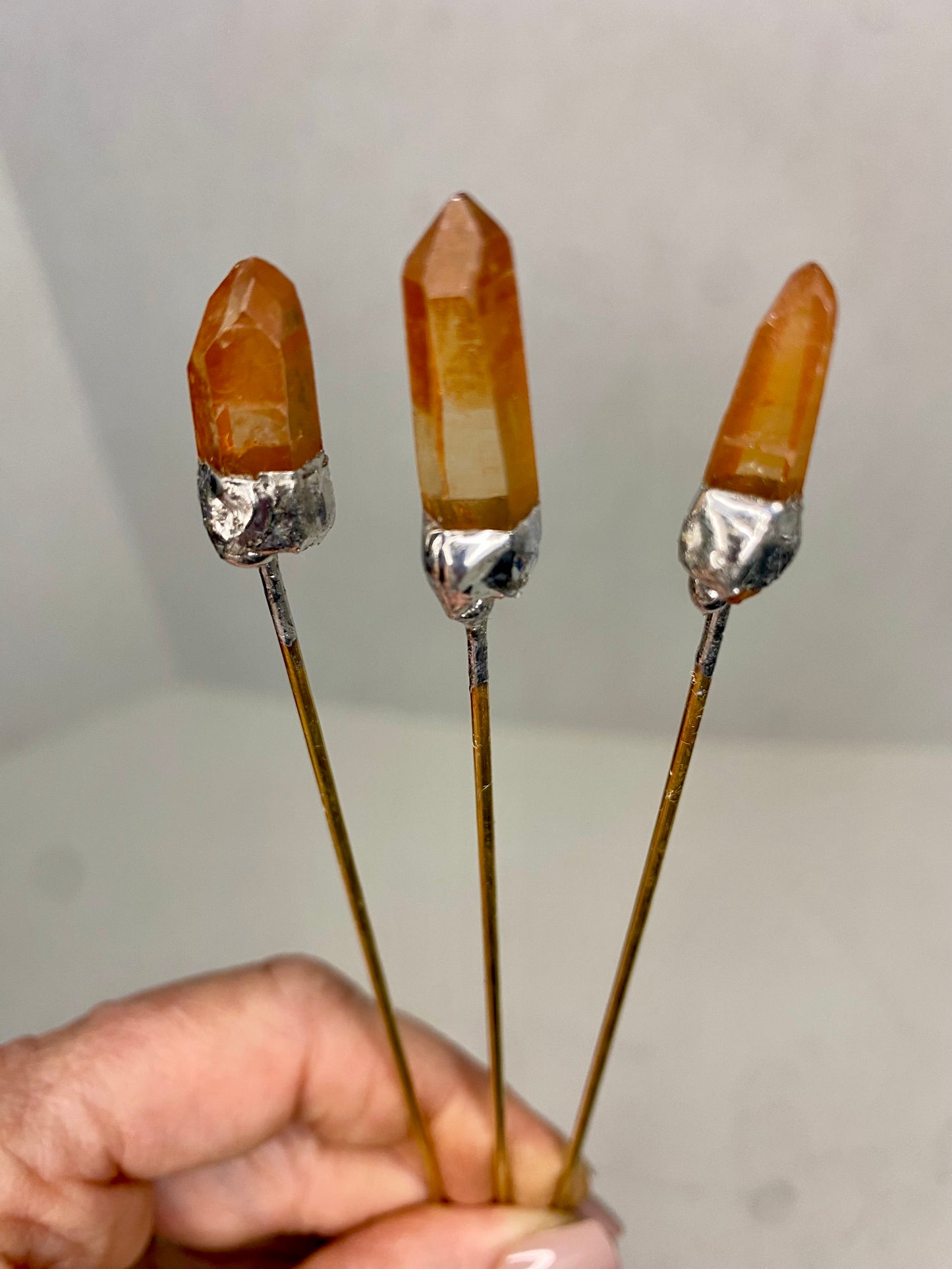 Natural Quartz Crystal Point Plant Stakes by Hip Chick Glass, Plant Stakes, Garden Plant, Outdoor Boho Decor