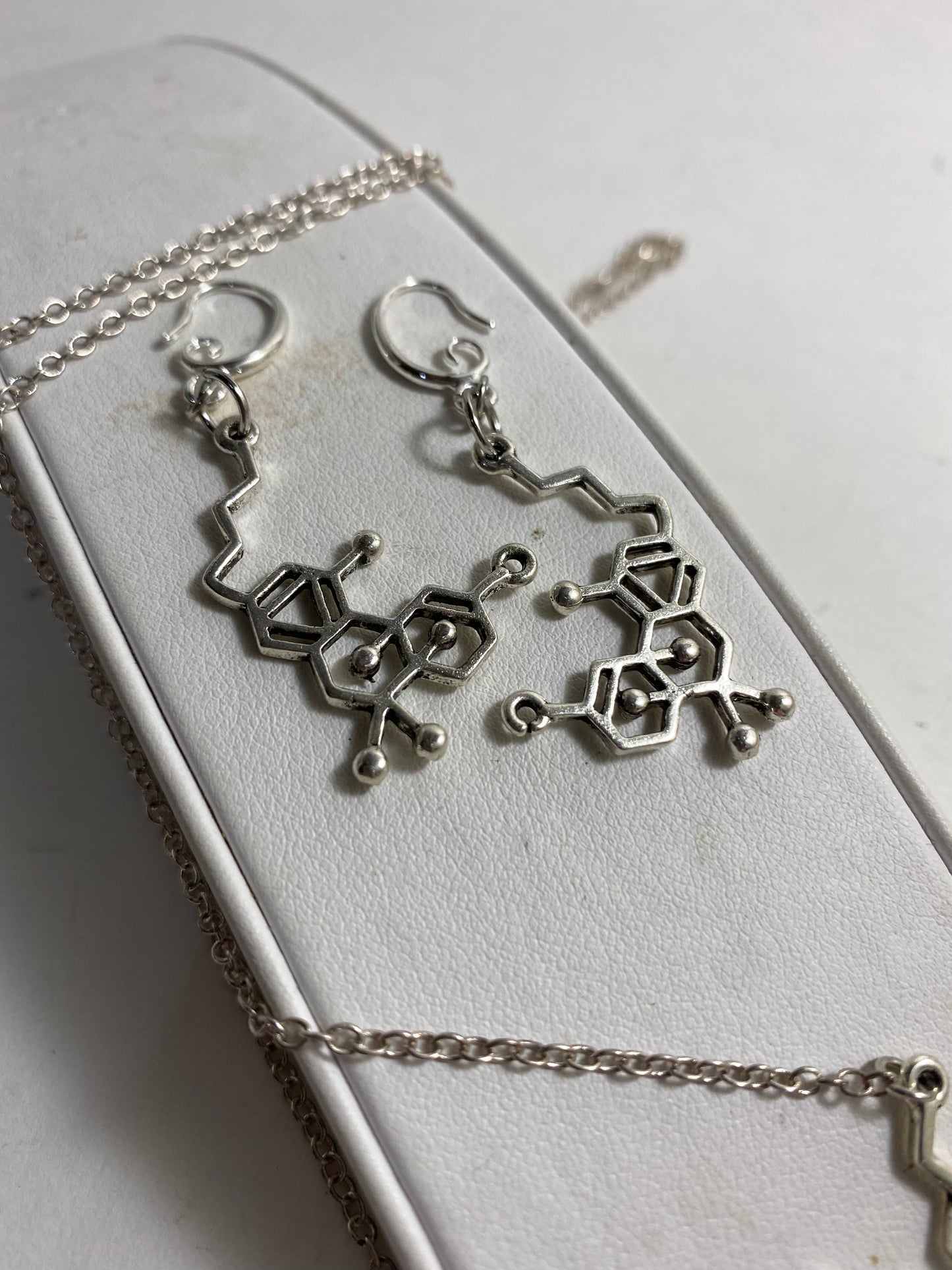 Molecule Necklace & Earrings by Hip Chick Glass, LLC, Handmade Silver Jewelry, Geek Gift, Science Gift