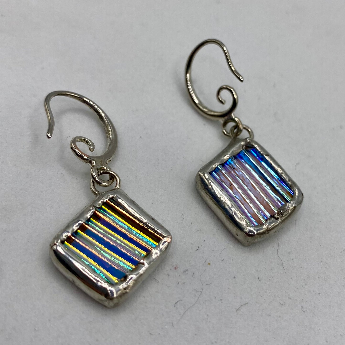 Small Diamond Earrings | Stained Glass Earrings by Hip Chick Glass, Stained Glass Dangle Drop Earrings, Stained Glass Earrings