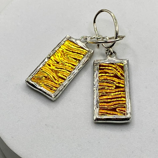Yellow Orange Earrings | Stained Glass Earrings by Hip Chick Glass, Stained Glass Dangle Drop Earrings, Stained Glass Earrings