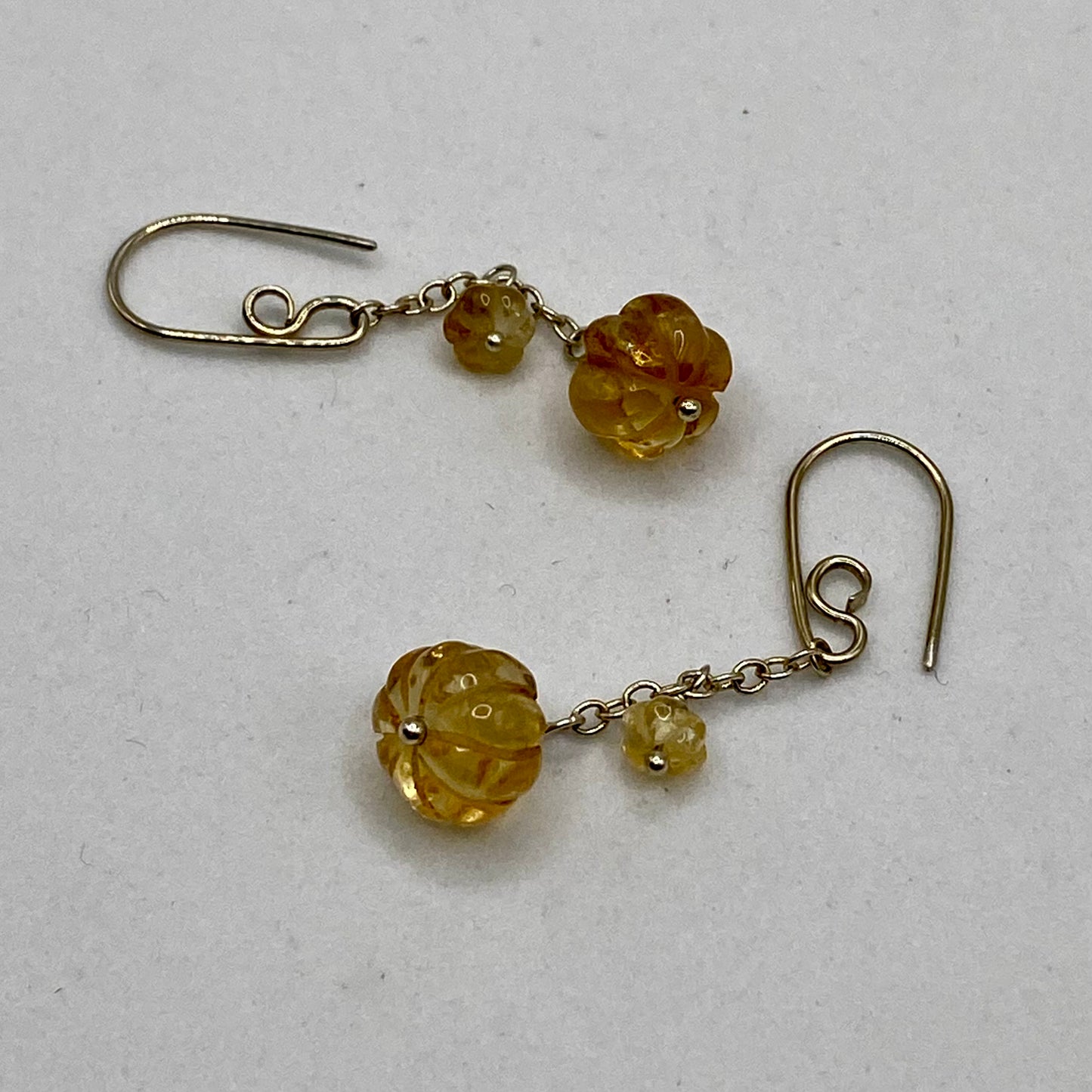 Carved Citrine Dangle Earrings by Hip Chick Glass, Sterling Silver Earrings, Handmade Gemstone Jewelry, Handmade Jewelry Gift, November Birthstone
