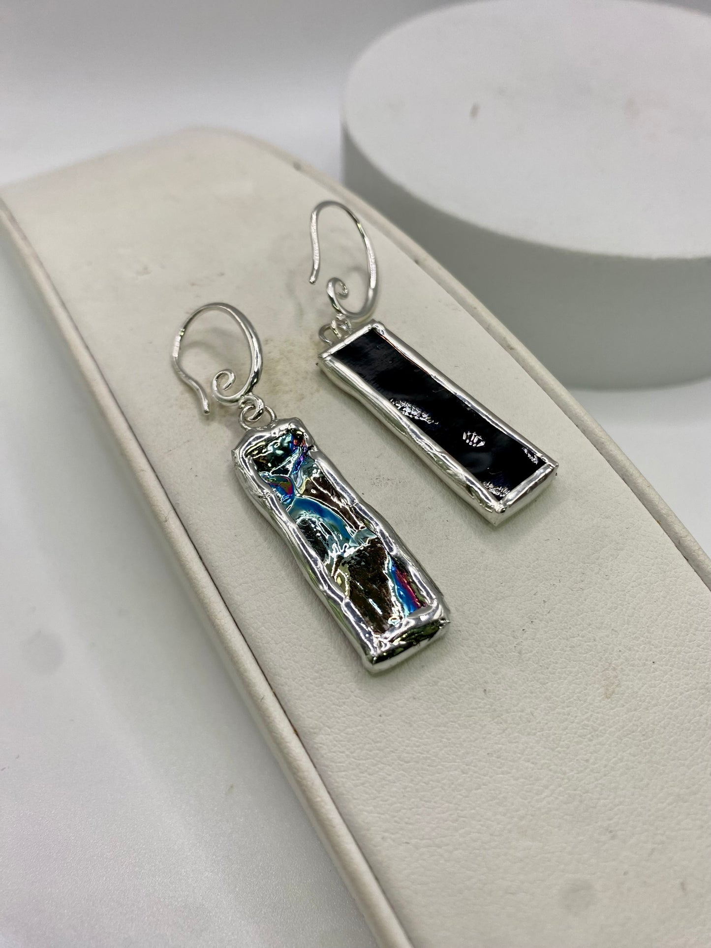 Textured Stick Earrings | Stained Glass Earrings by Hip Chick Glass, Stained Glass Dangle Drop Earrings, Stained Glass Earrings