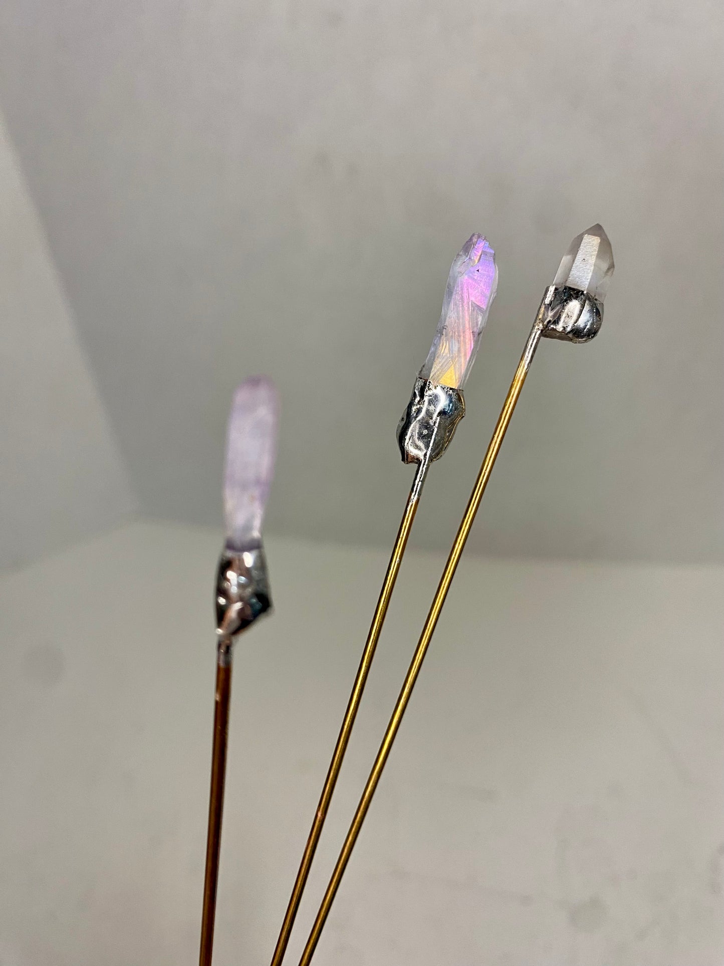 Natural Quartz Crystal Point Plant Stakes by Hip Chick Glass, Plant Stakes, Garden Plant, Outdoor Boho Decor