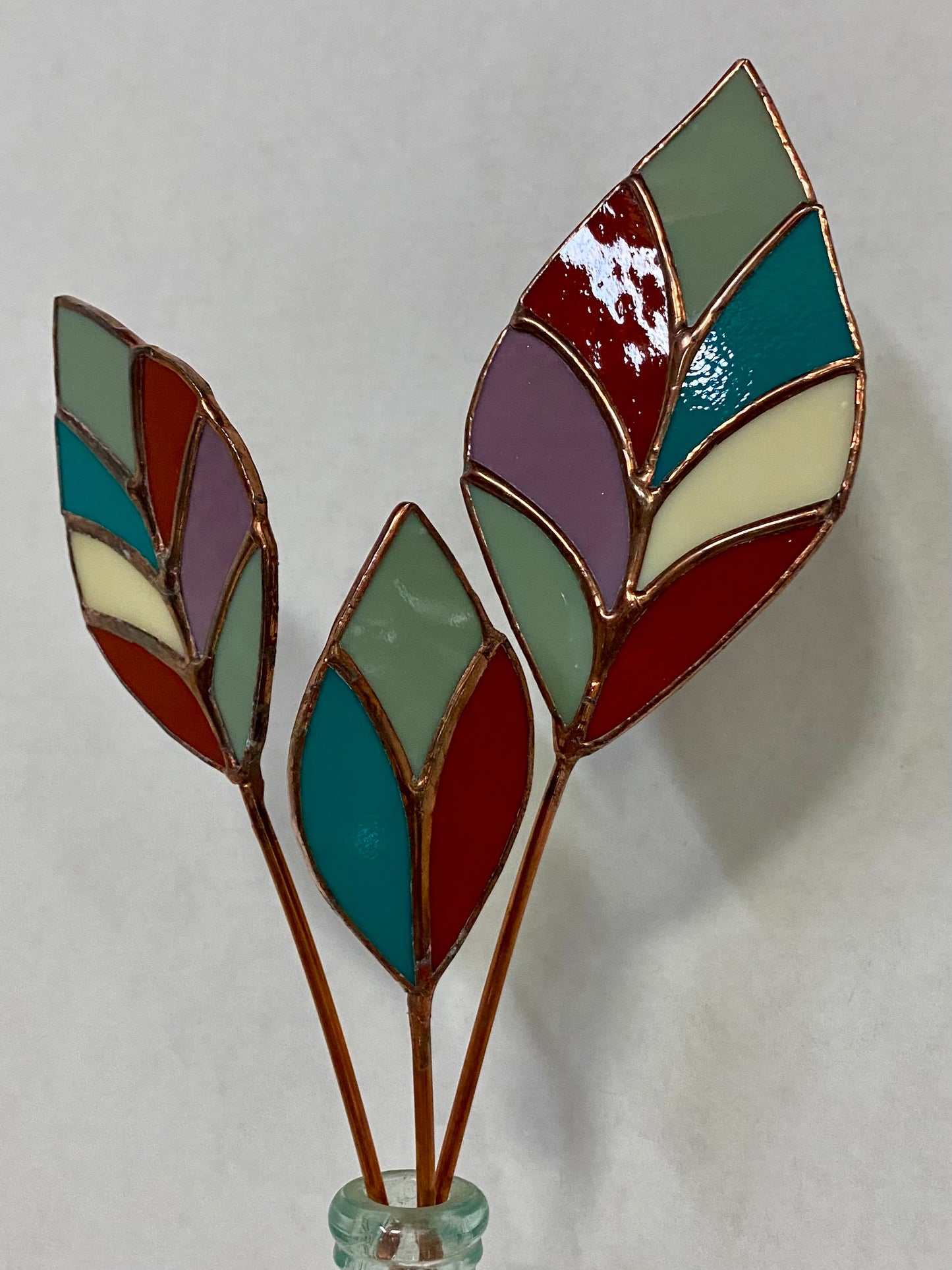 Modern Leaves Bouquet | Stained Glass Flower Bouquet, Glass Flowers on a Stem, Handmade Home Decor, Wedding Bouquet Keepsake, Tabletop Decor