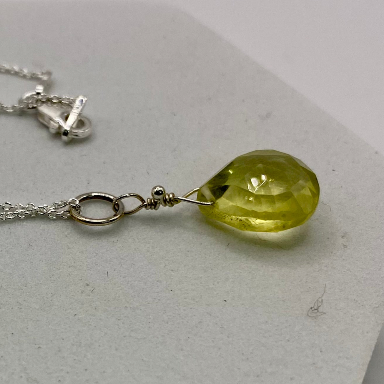 AA Smoky Lemon Quartz Pendant Necklace by Hip Chick Glass, Handmade Sterling Silver Jewelry, Handmade Gemstone Pendant Necklace