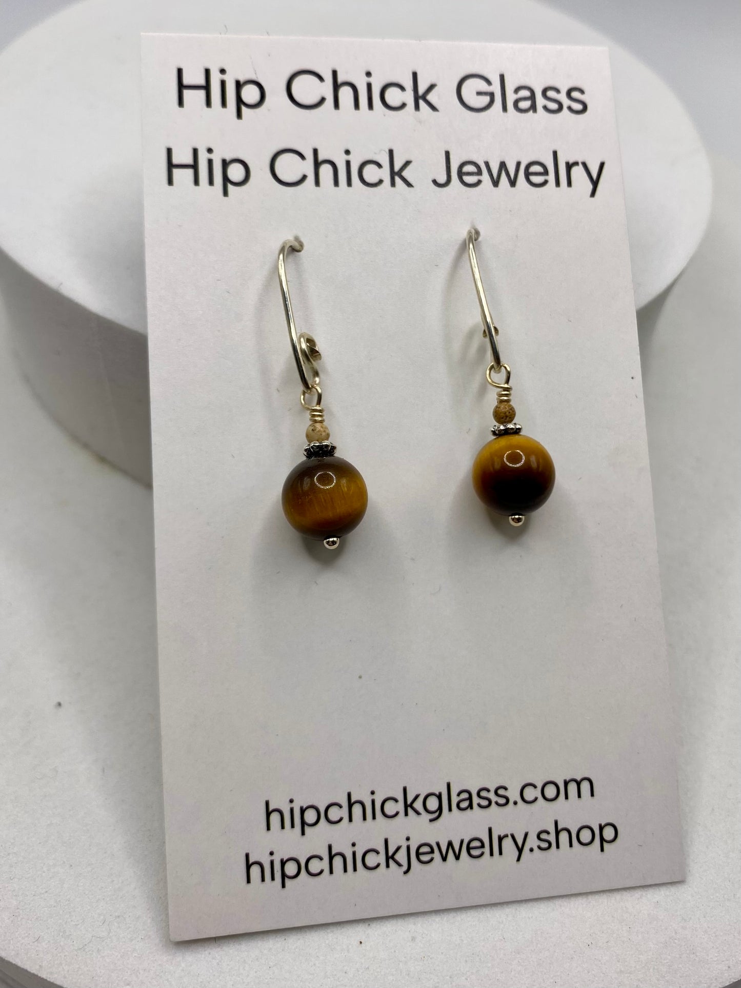 Tiger’s Eye, Picture Jasper Silver Earrings by Hip Chick Glass, Sterling Silver Earrings, Handmade Gemstone Jewelry, Birthstone Gift