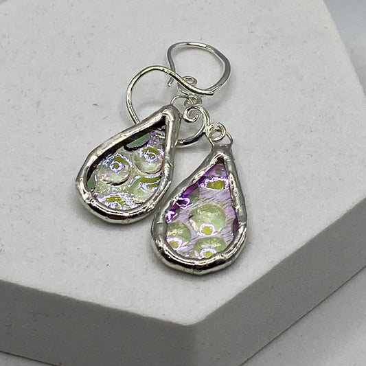 Mini Teardrop Earrings | Stained Glass Earrings by Hip Chick Glass, Stained Glass Dangle Drop Earrings, Stained Glass Earrings