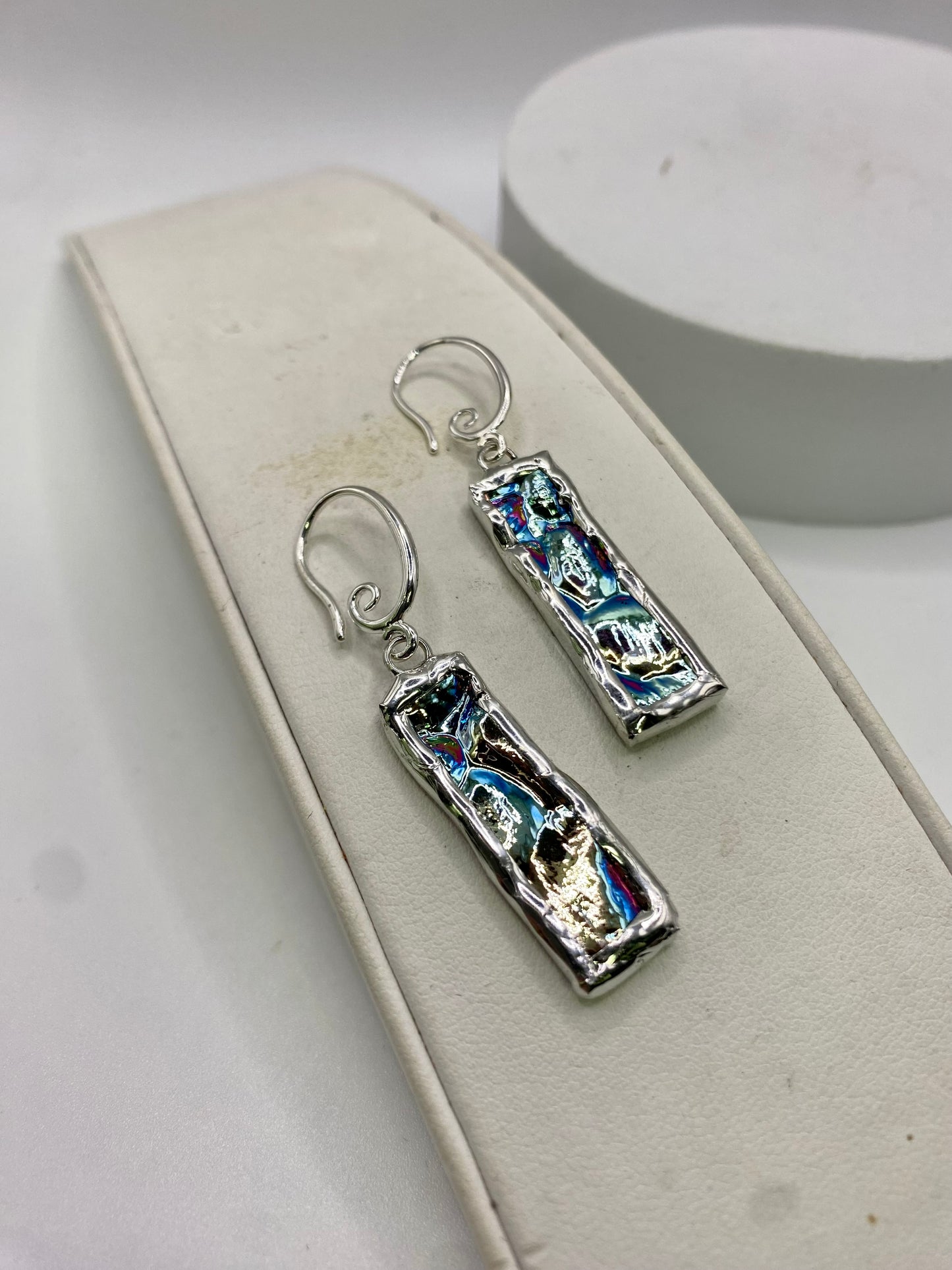 Textured Stick Earrings | Stained Glass Earrings by Hip Chick Glass, Stained Glass Dangle Drop Earrings, Stained Glass Earrings