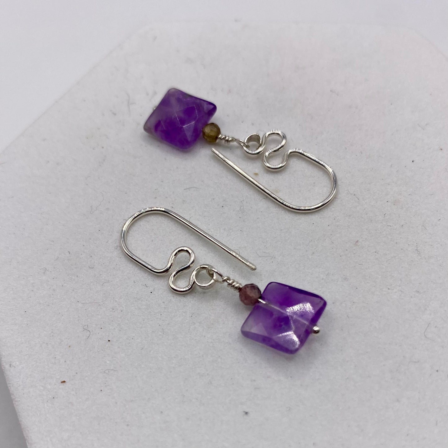 Amethyst Earrings by Hip Chick Glass, Sterling Silver Earrings, Handmade Gemstone Jewelry, February Birthstone Gift