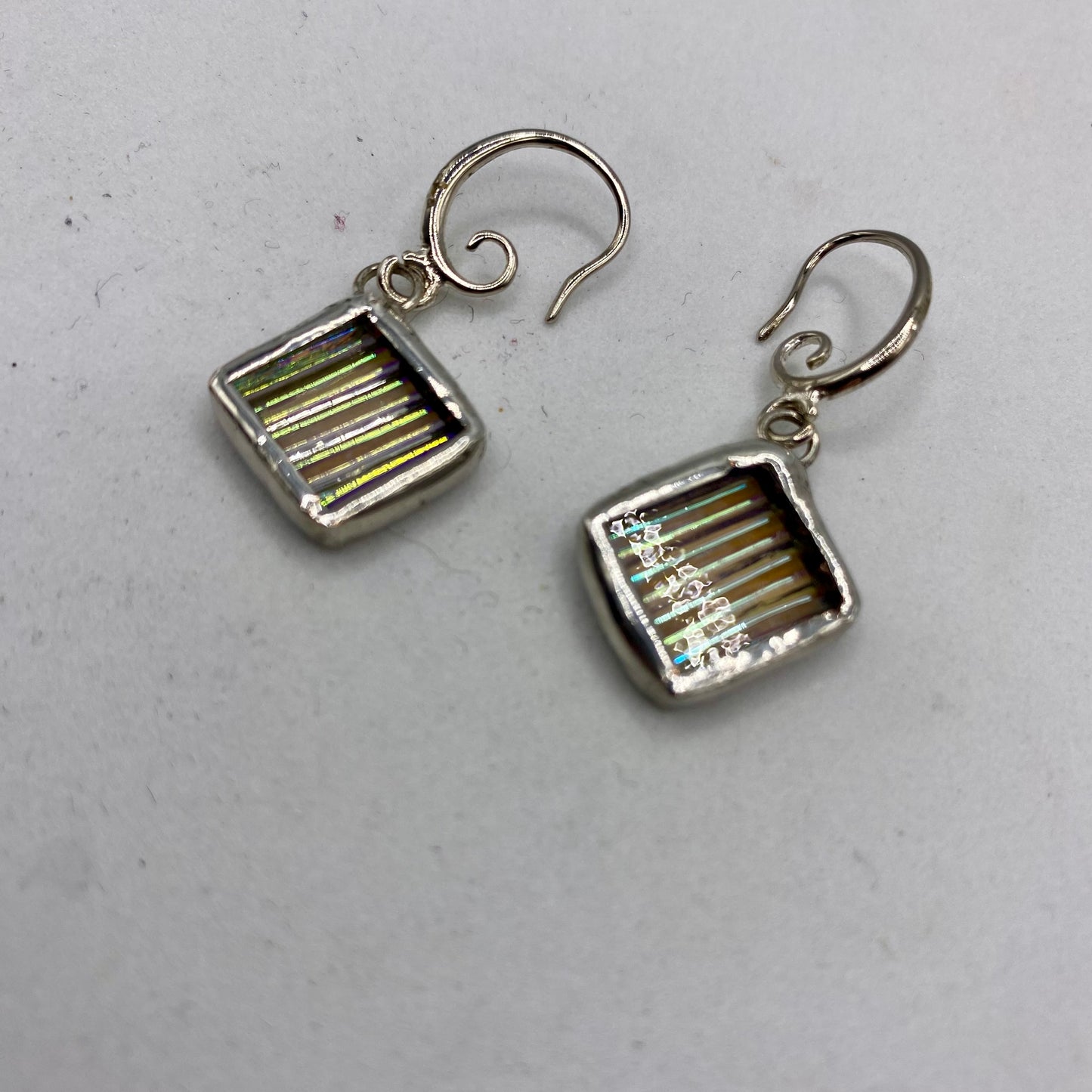 Small Diamond Earrings | Stained Glass Earrings by Hip Chick Glass, Stained Glass Dangle Drop Earrings, Stained Glass Earrings