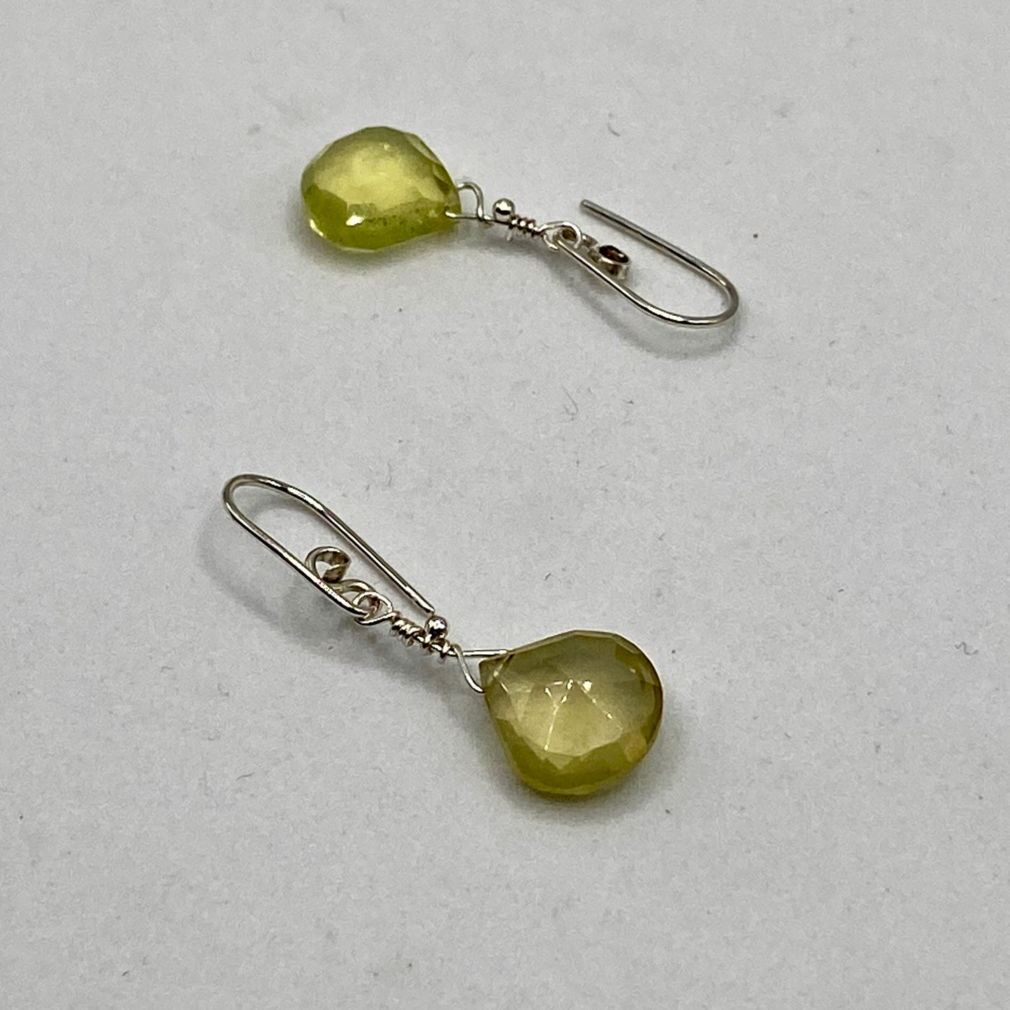 Lemon Quartz Dangle Earrings by Hip Chick Glass, Sterling Silver Earrings, Handmade Gemstone Jewelry, Handmade Jewelry Gift, Birthstone Earrings
