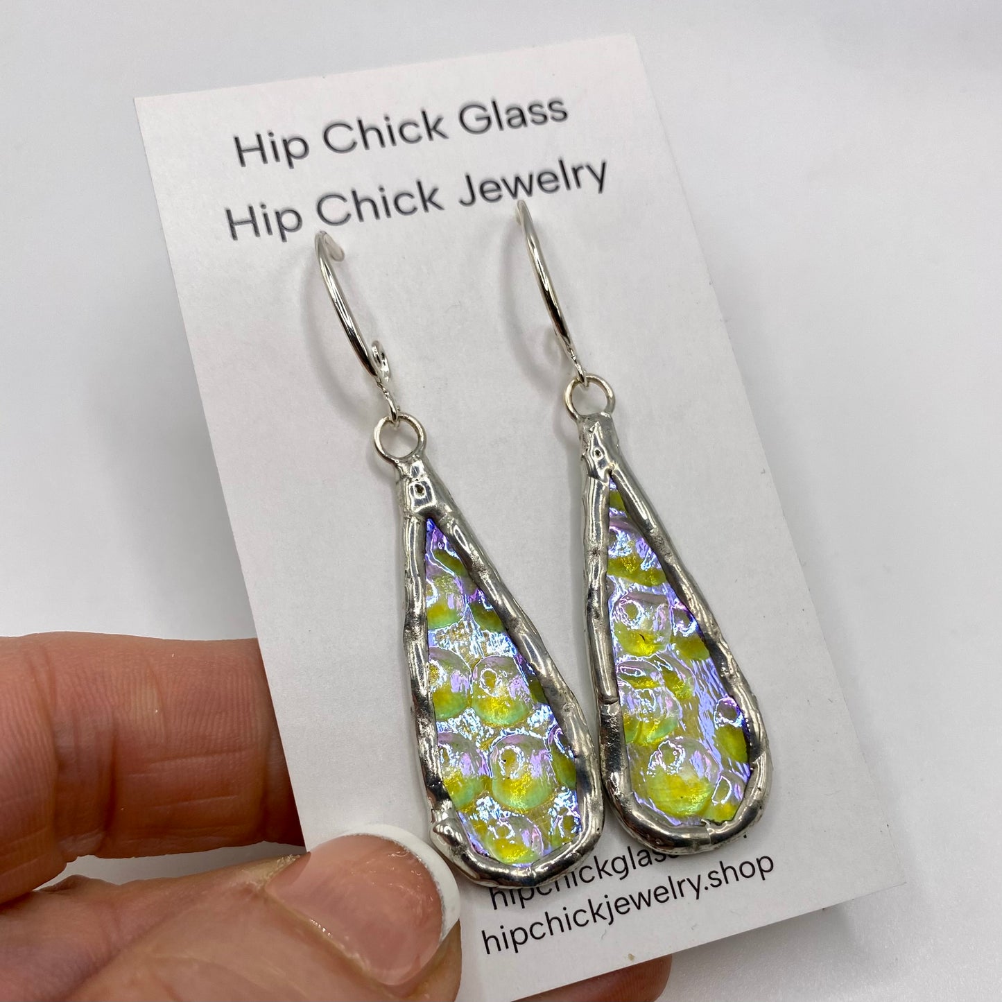Raindrop Teardrop Earrings | Stained Glass Earrings by Hip Chick Glass, Stained Glass Dangle Drop Earrings, Stained Glass Earrings
