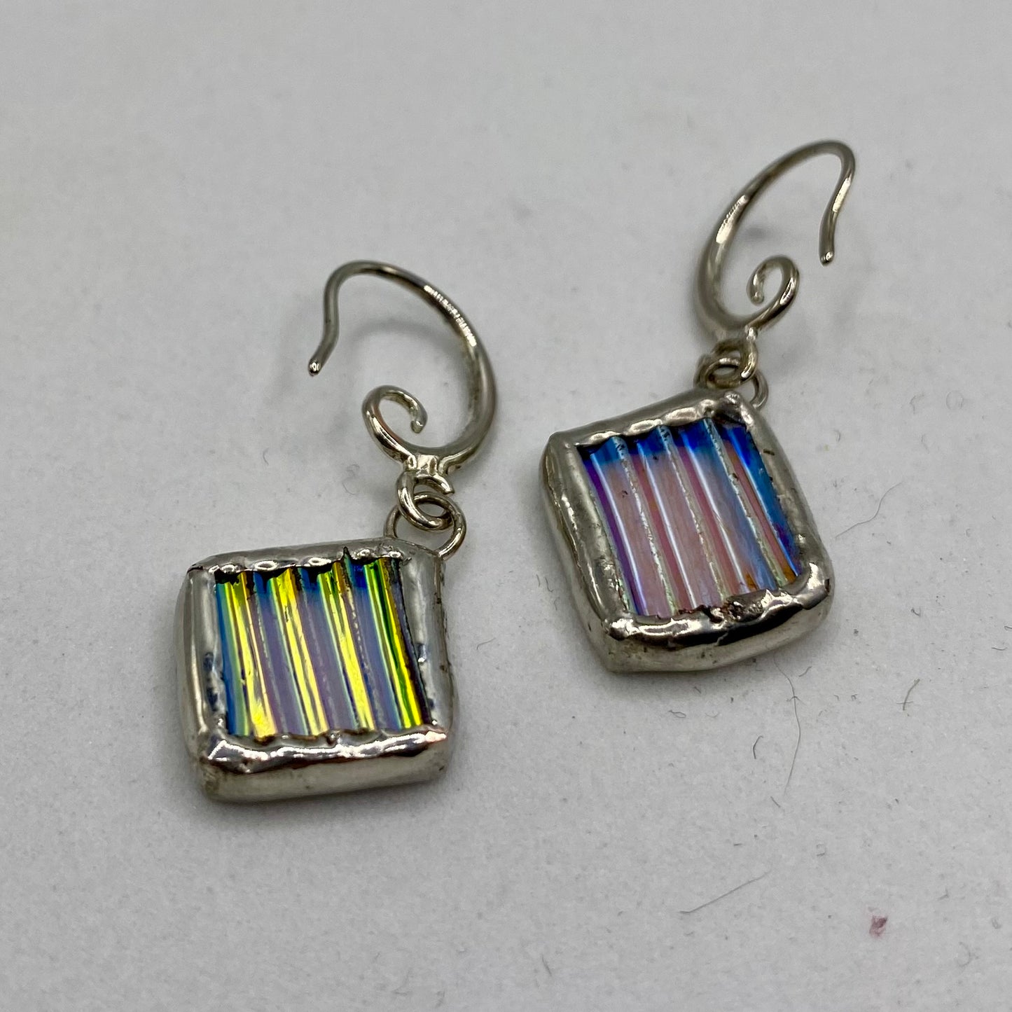 Small Diamond Earrings | Stained Glass Earrings by Hip Chick Glass, Stained Glass Dangle Drop Earrings, Stained Glass Earrings