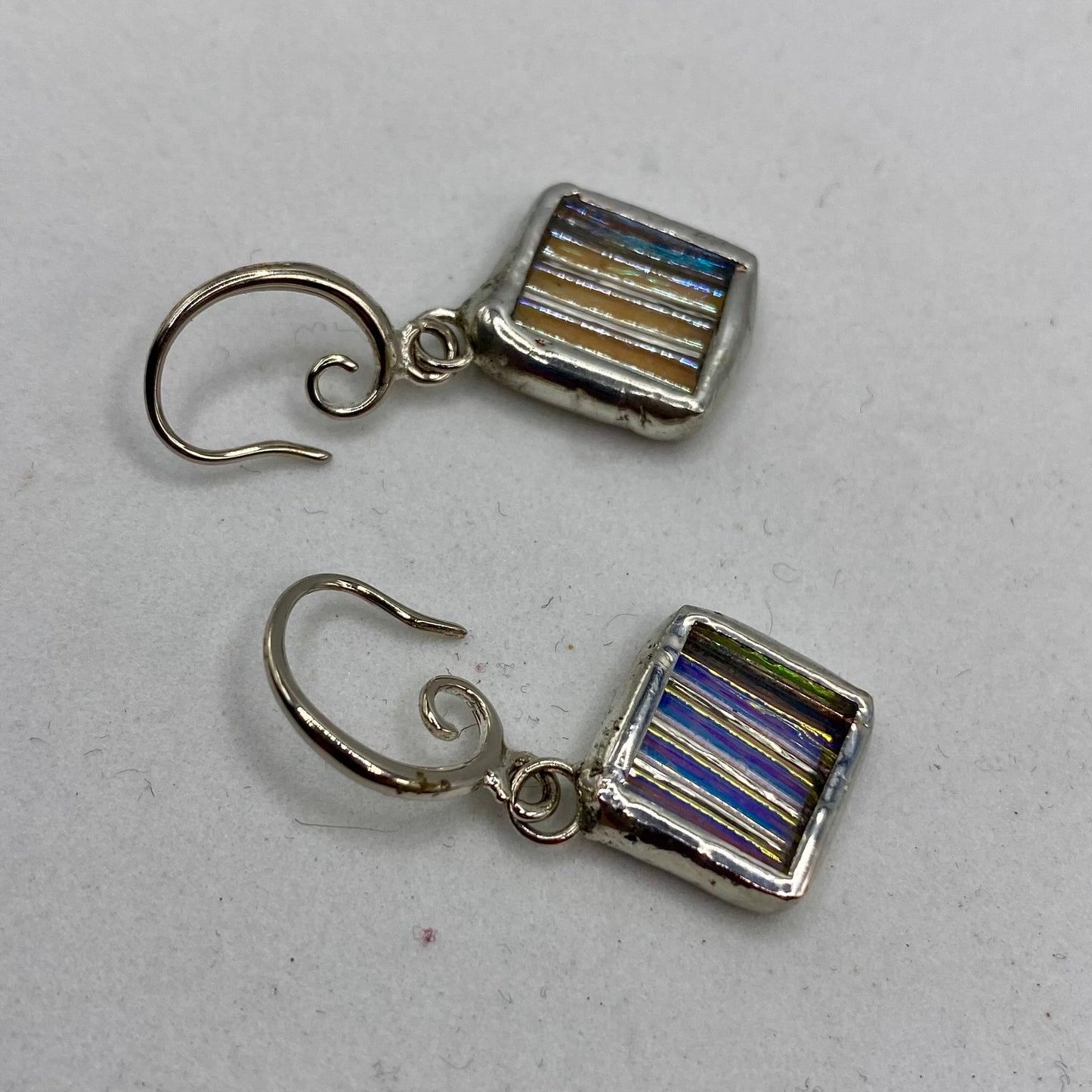 Small Diamond Earrings | Stained Glass Earrings by Hip Chick Glass, Stained Glass Dangle Drop Earrings, Stained Glass Earrings