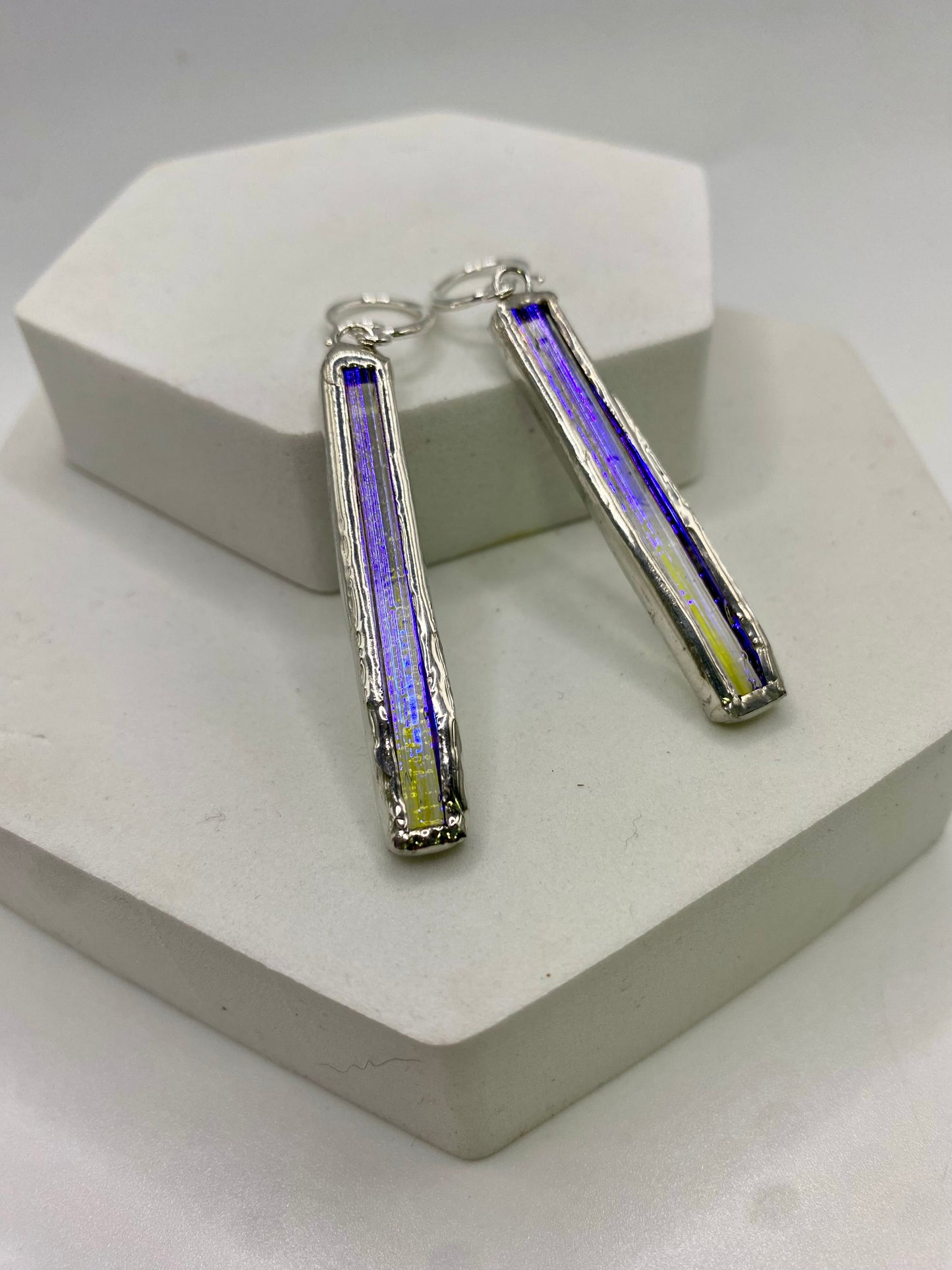 Luminous Stick Earrings | Stained Glass Earrings by Hip Chick Glass, Stained Glass Dangle Drop Earrings, Stained Glass Earrings