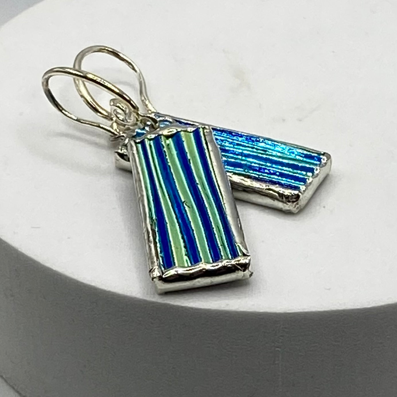 Black Striped Stick Earrings | Stained Glass Earrings by Hip Chick Glass, Stained Glass Dangle Drop Earrings, Stained Glass Earrings