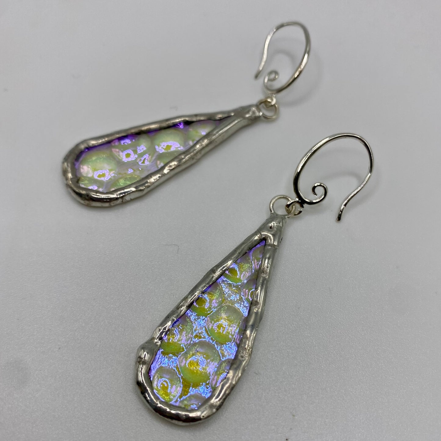 Raindrop Teardrop Earrings | Stained Glass Earrings by Hip Chick Glass, Stained Glass Dangle Drop Earrings, Stained Glass Earrings