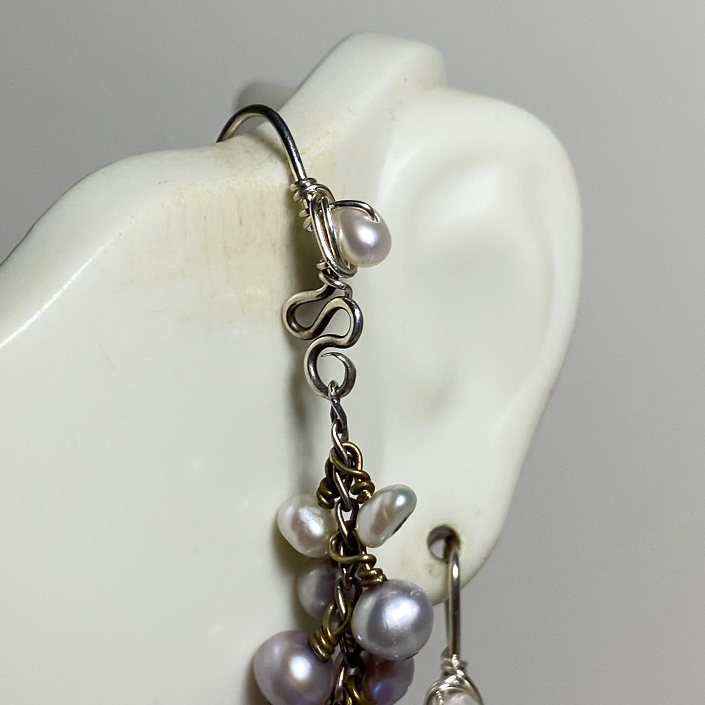 Ombré Purple Pearl Cluster Dangle Earrings by Hip Chick Glass, Sterling Silver Earrings, Handmade Gemstone Jewelry, June Birthstone Gift