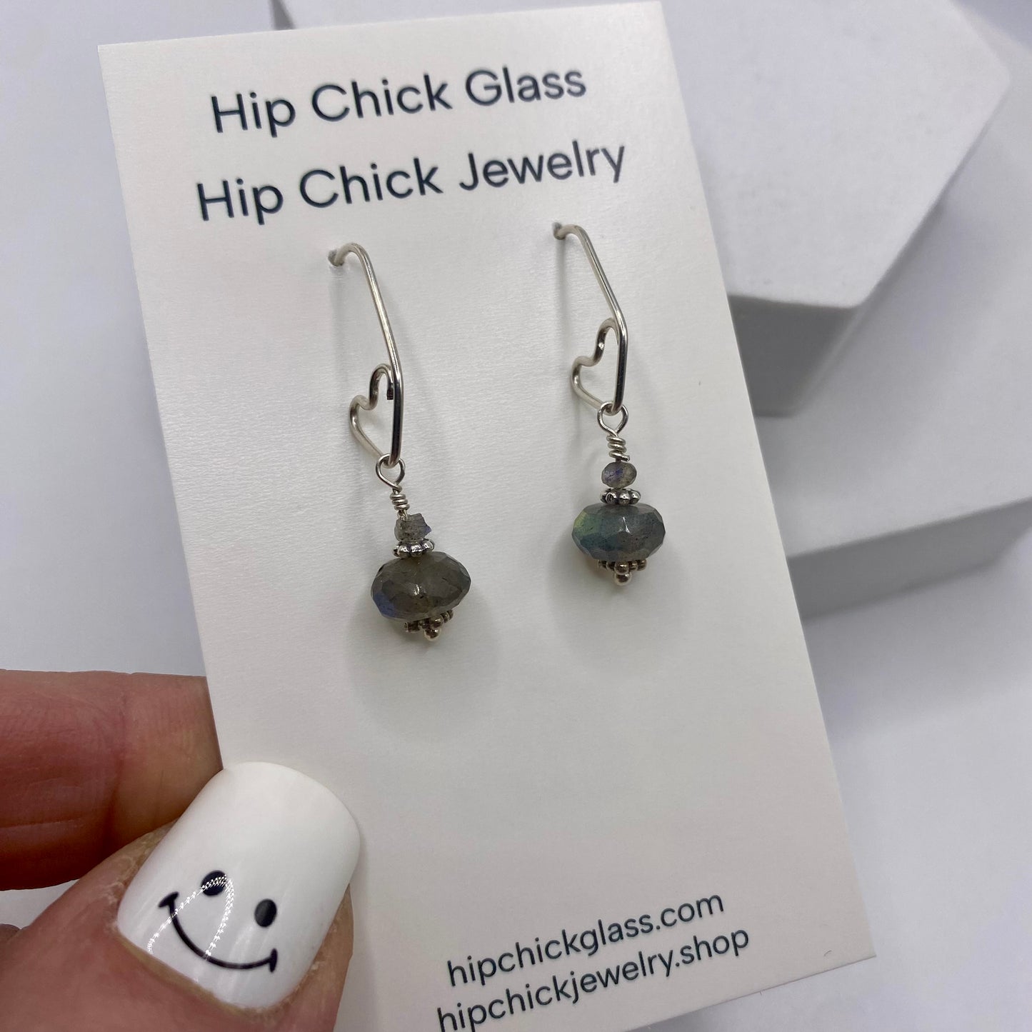 Labradorite Drop Earrings by Hip Chick Glass, Sterling Silver Earrings, Handmade Gemstone Jewelry, Birthstone Gift