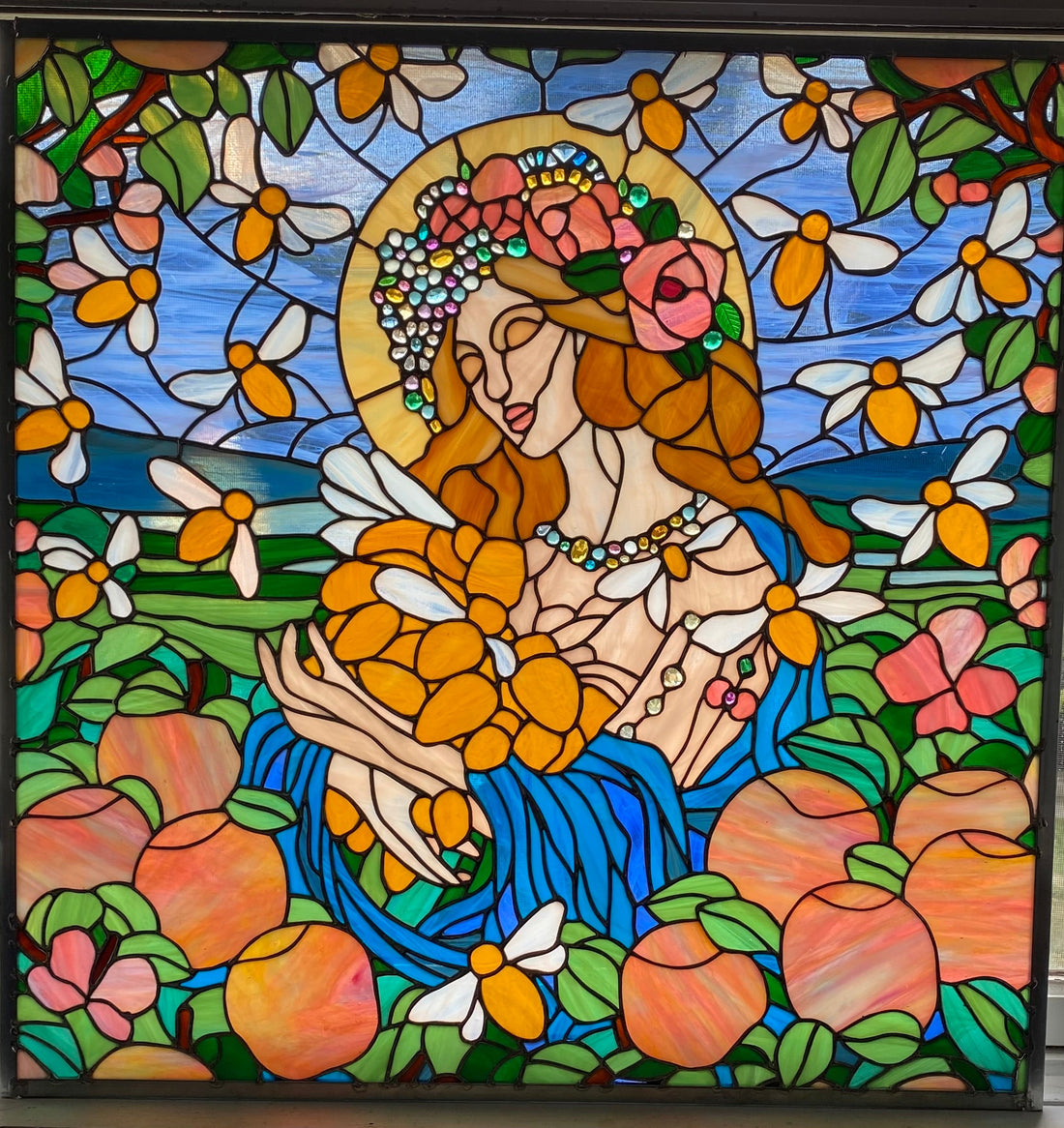 Our Lady of the Bees | Stained Glass Window Panel by Hip Chick Glass