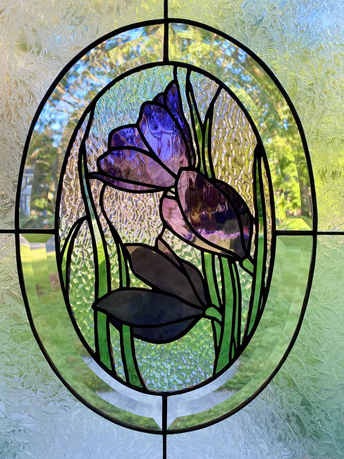 Crocus Front Door | Stained Window Panel by Hip Chick Glass, LLC