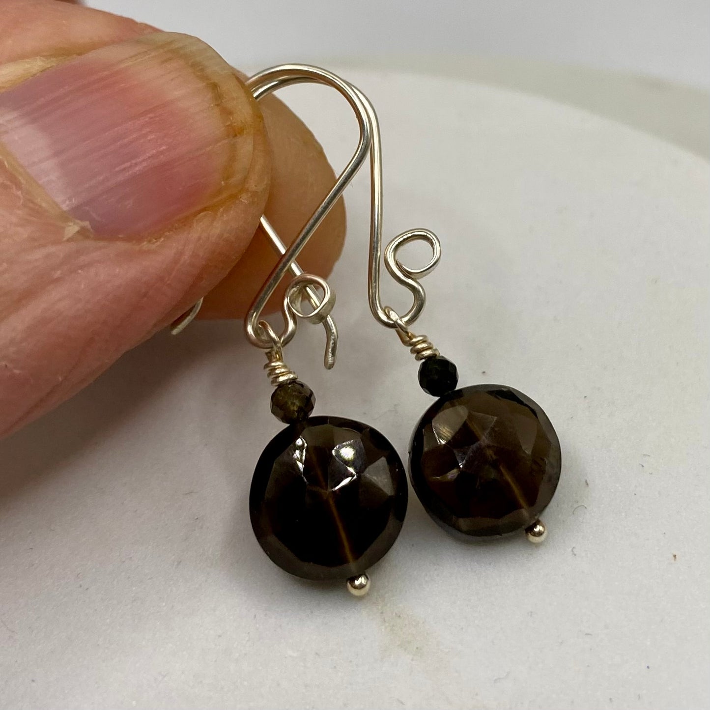 Smoky Quartz Silver Earrings by Hip Chick Glass, Sterling Silver Earrings, Handmade Gemstone Jewelry, Birthstone Gift
