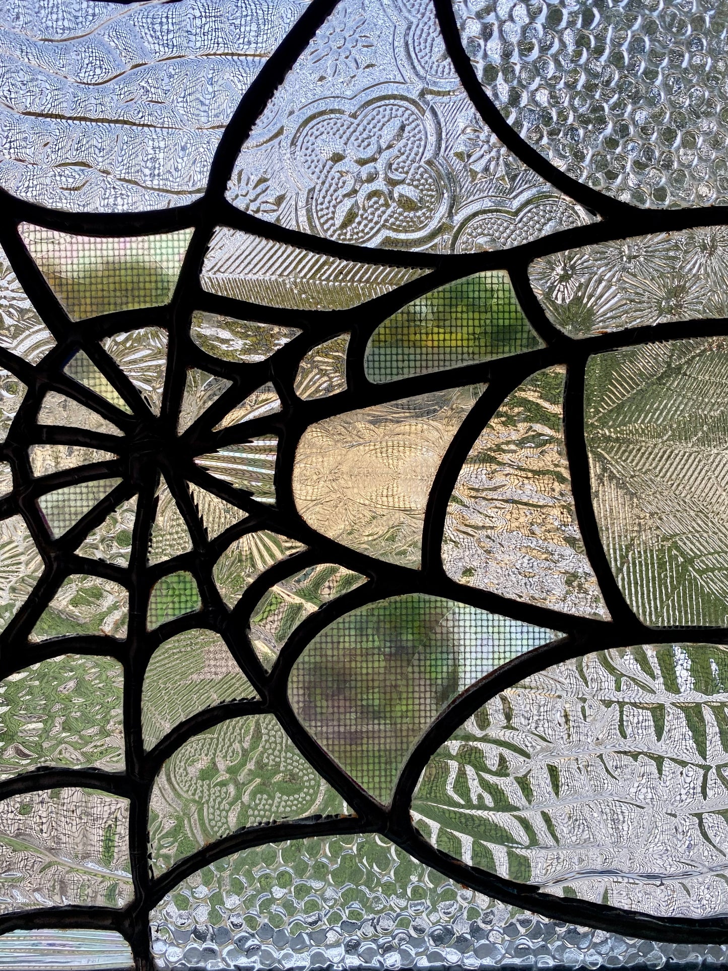 SPIDERWEB Window Corner | Stained Glass Window Panel | Spiderweb Suncatcher