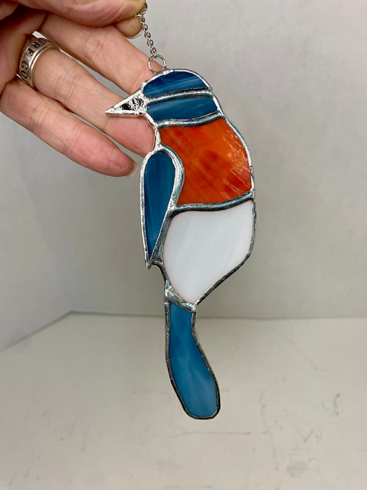 Stained Glass Baltimore Orielo Bird Suncatcher by Hip Chick Glass, Handmade Bird Ornaments