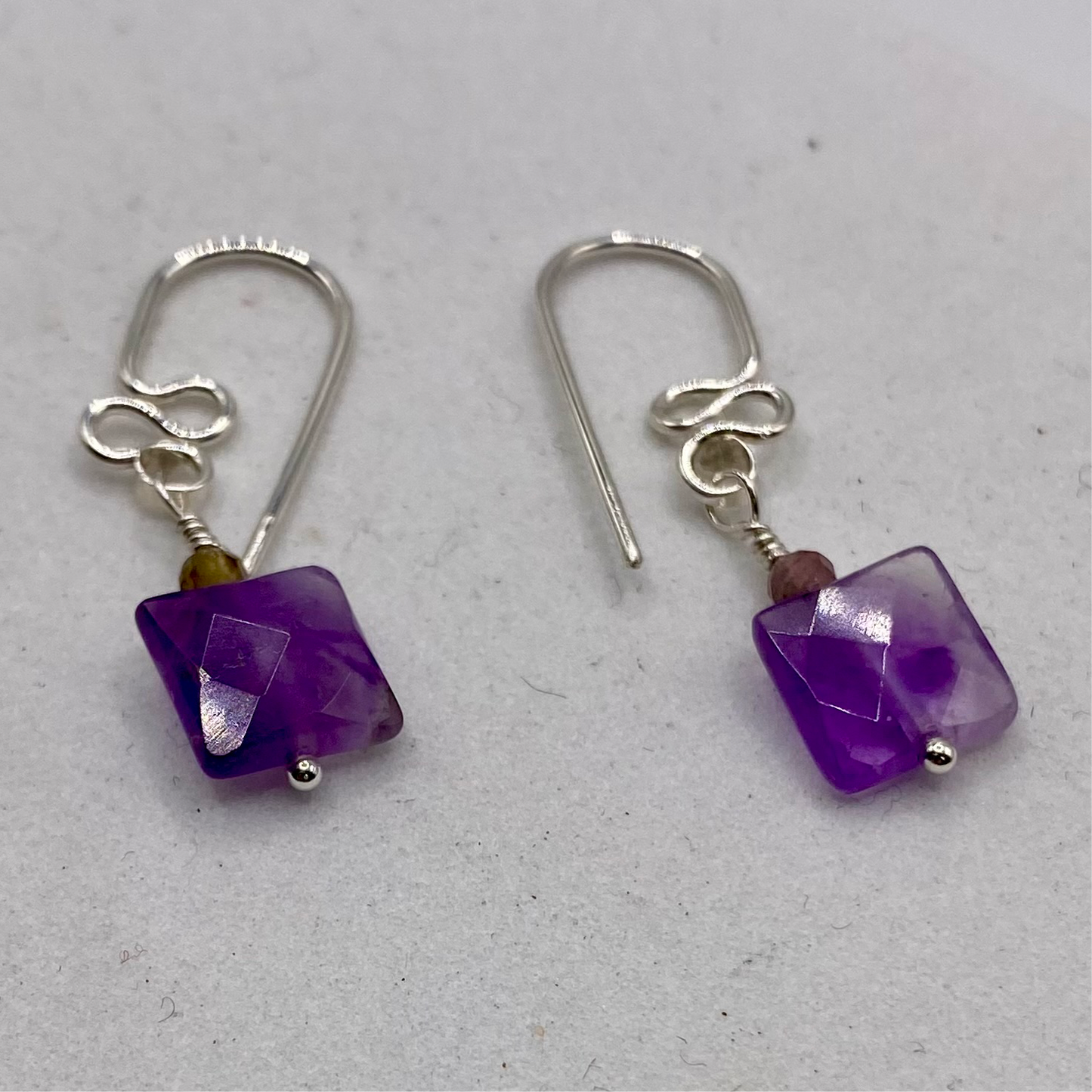 Amethyst Earrings by Hip Chick Glass, Sterling Silver Earrings, Handmade Gemstone Jewelry, February Birthstone Gift