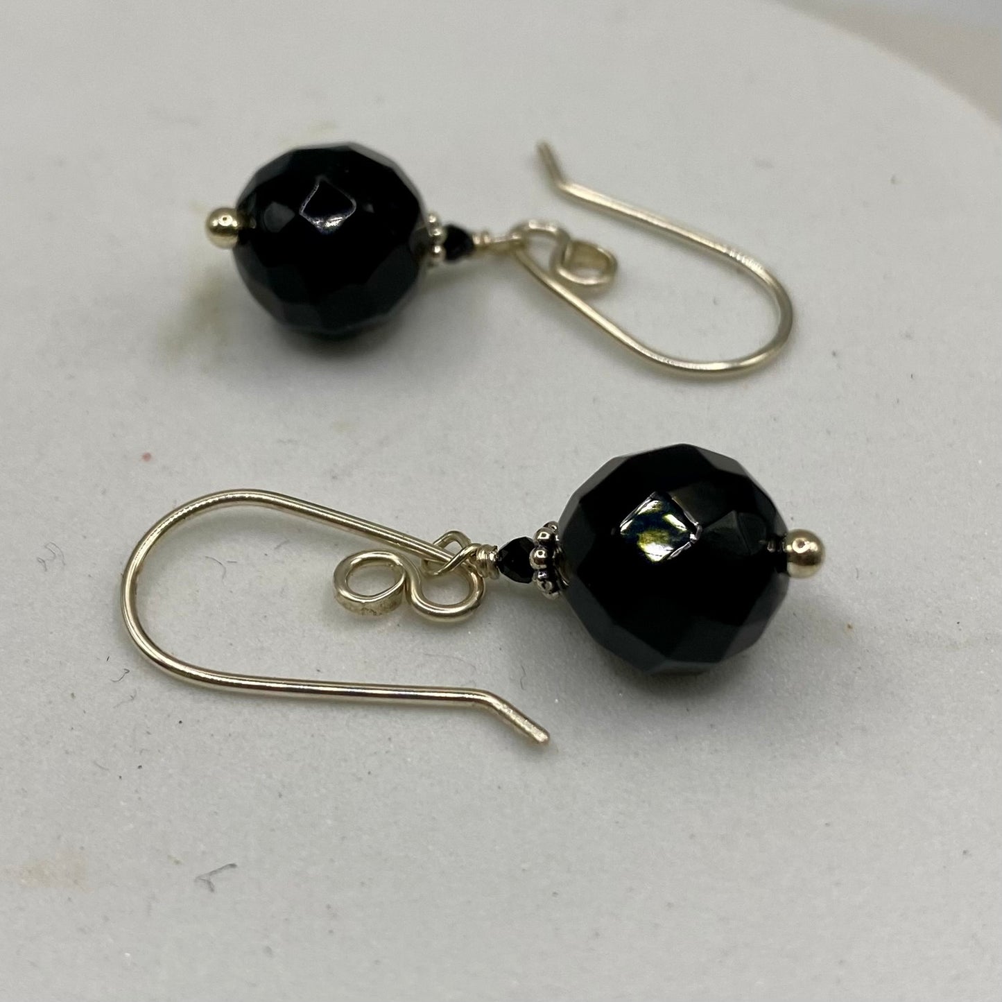 Black Onyx & Spinel Silver Earrings by Hip Chick Glass, Sterling Silver Earrings, Handmade Gemstone Jewelry, Birthstone Gift