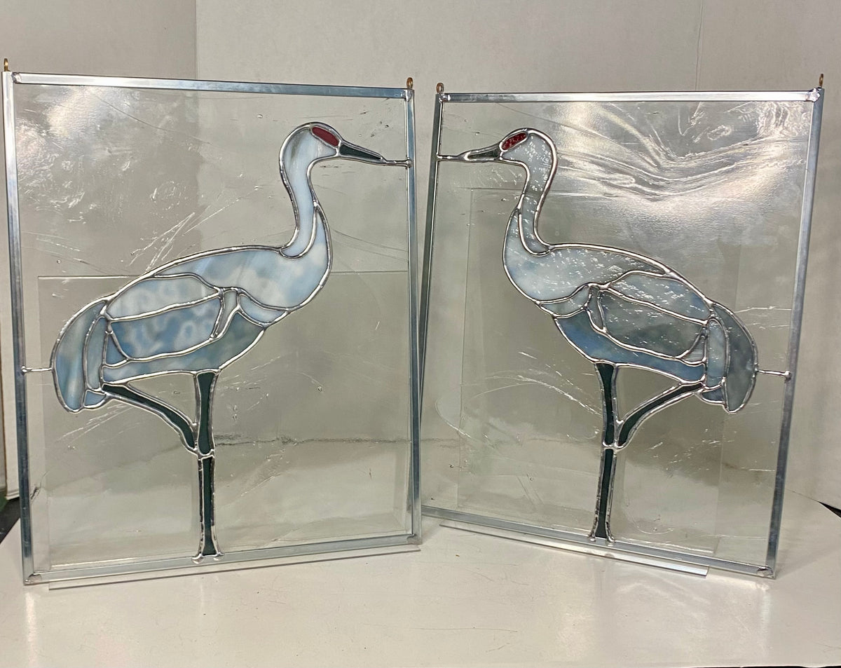 MADE to ORDER Standing Crane | Stained Glass Window Panel by Hip Chick Glass, LLC, Original Handmade Glass Art