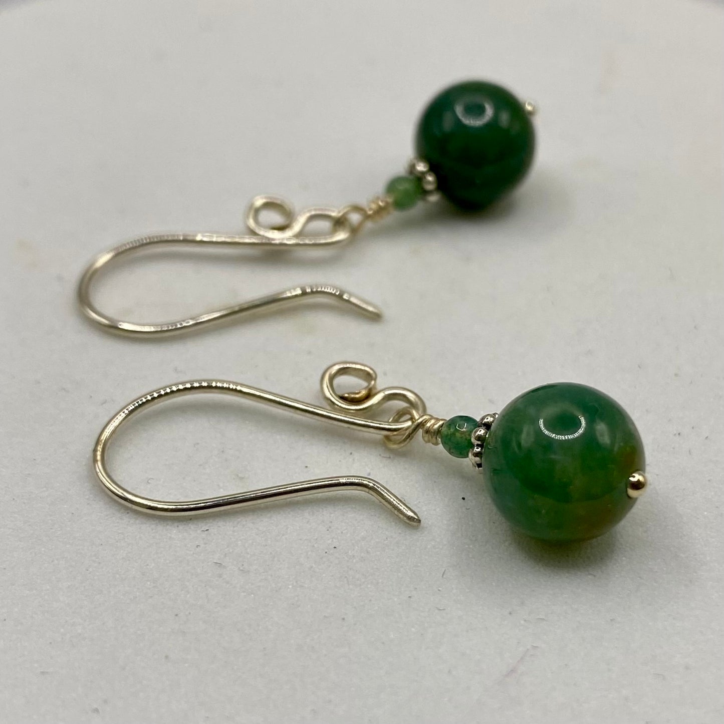 Green Rhodochrosite & Silver Earrings by Hip Chick Glass, Sterling Silver Earrings, Handmade Gemstone Jewelry, Birthstone Gift