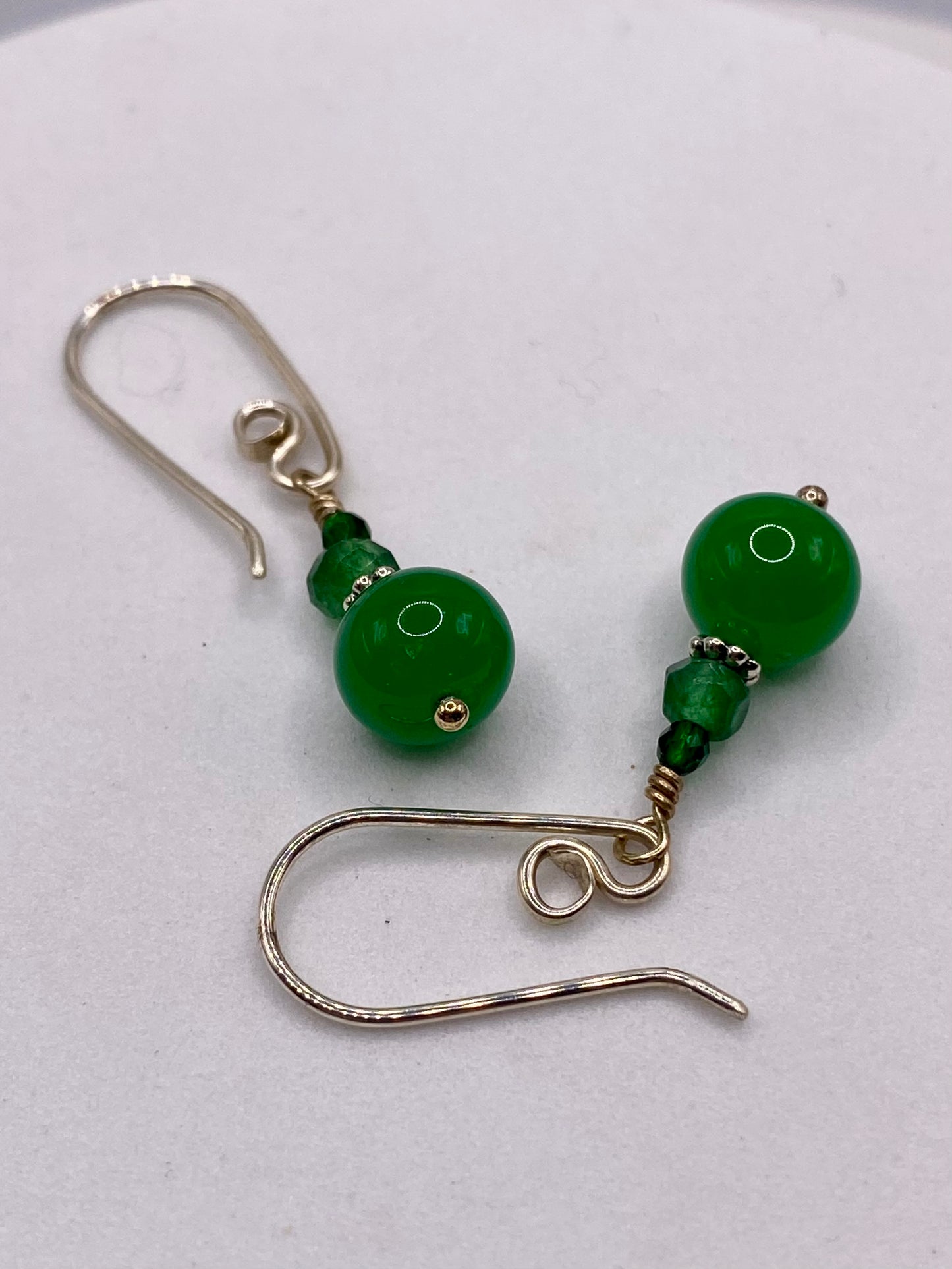 Handmade Green Agate & Peridot Sterling Silver Earrings by Hip Chick Glass, Sterling Silver Earrings, Handmade Gemstone Jewelry, Birthstone Gift