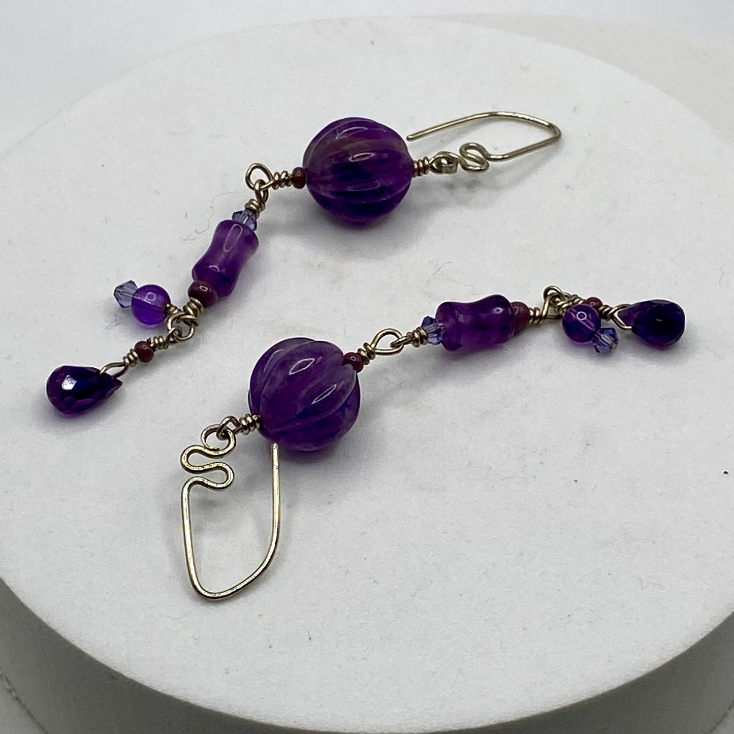 Long Amethyst Earrings by Hip Chick Glass, Sterling Silver Amethyst Earrings, Handmade Boho Luxe Amethyst Jewelry, February Birthstone Earrings