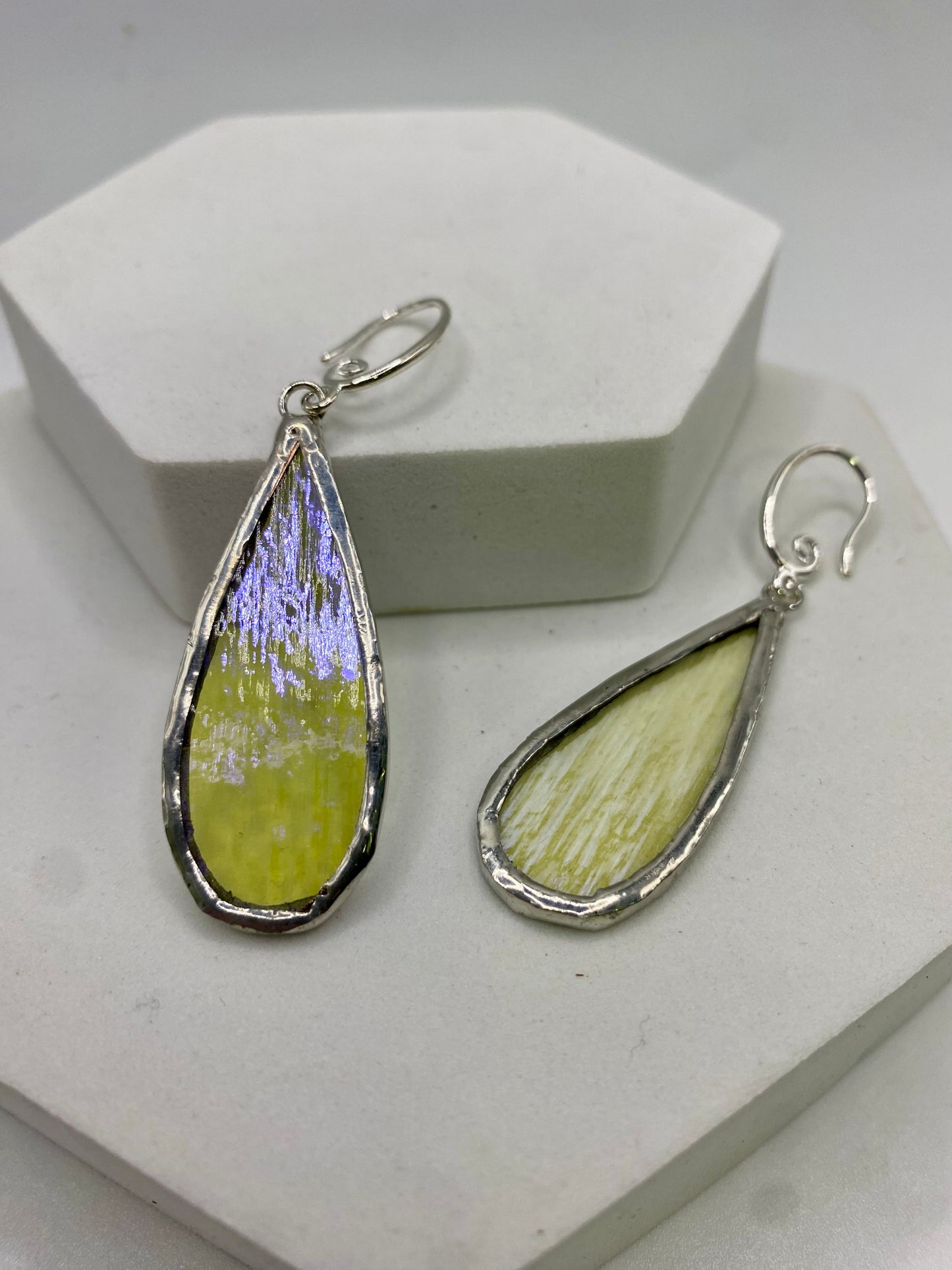 Teardrop Earrings | Dichroic Glass Earrings by Hip Chick Glass, Handmade Dangle & Drop Earrings, Iridescent Glass Earrings, Handmade Jewelry