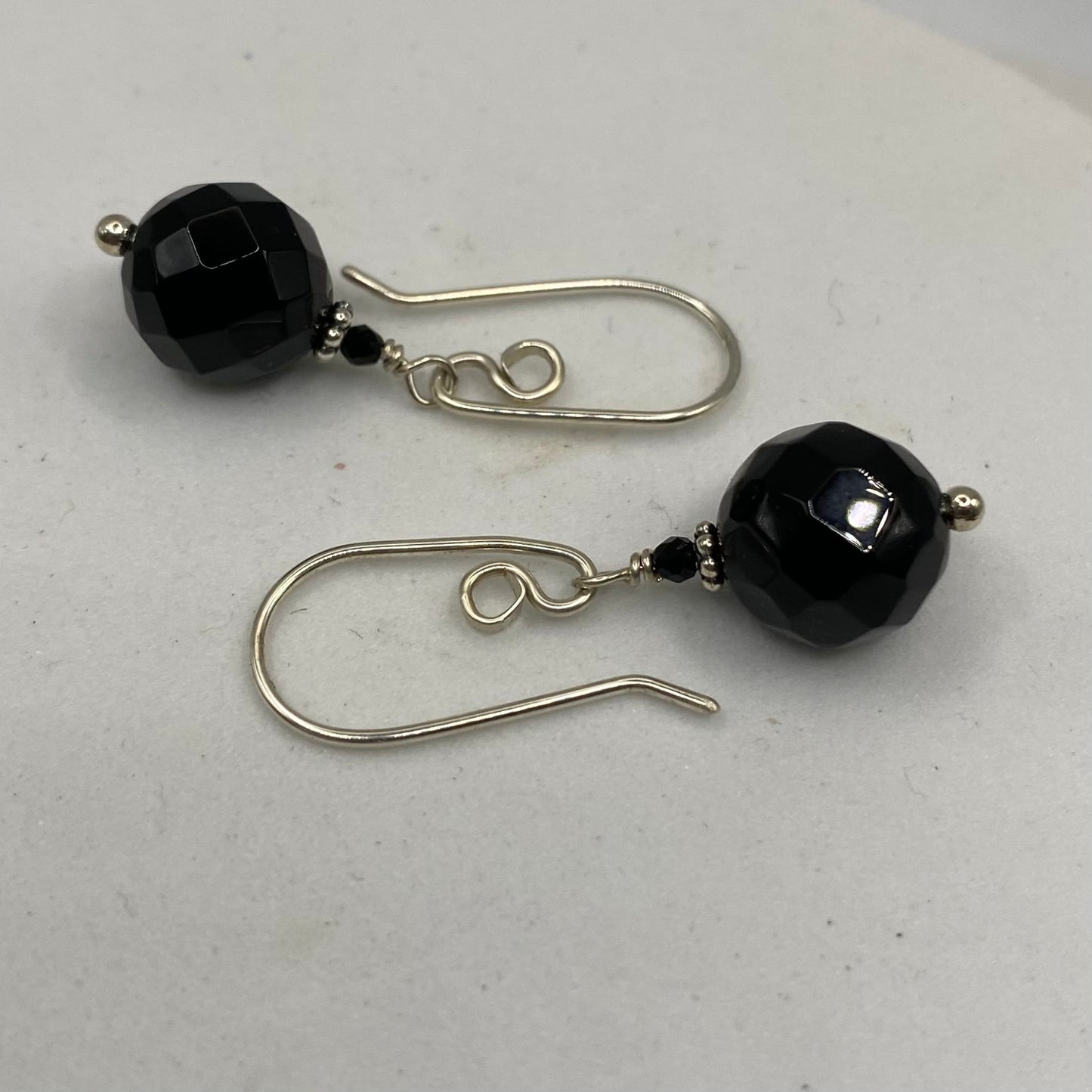 Black Onyx & Spinel Silver Earrings by Hip Chick Glass, Sterling Silver Earrings, Handmade Gemstone Jewelry, Birthstone Gift