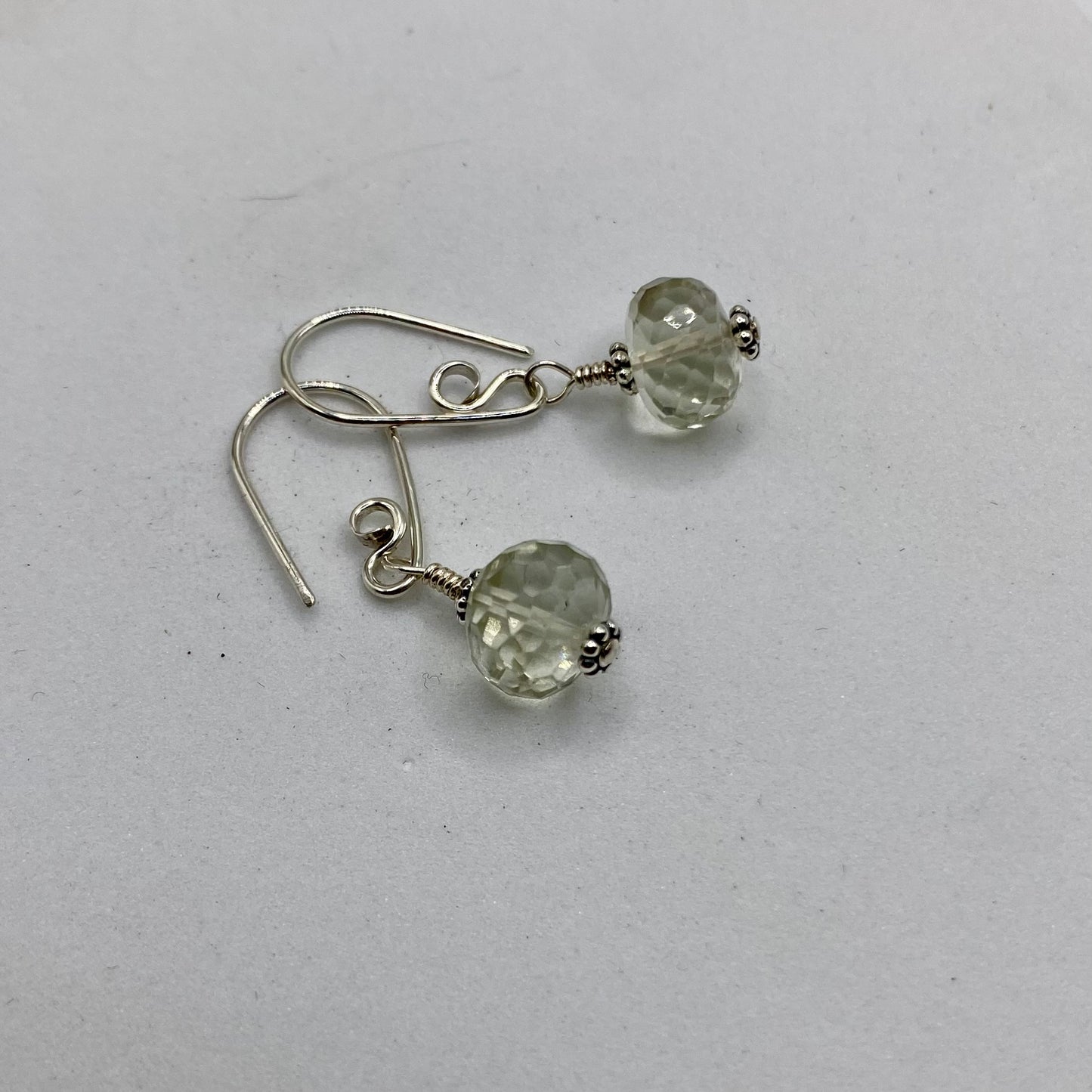 Prehnite Dangle Earrings by Hip Chick Glass, Sterling Silver Earrings, Handmade Gemstone Jewelry