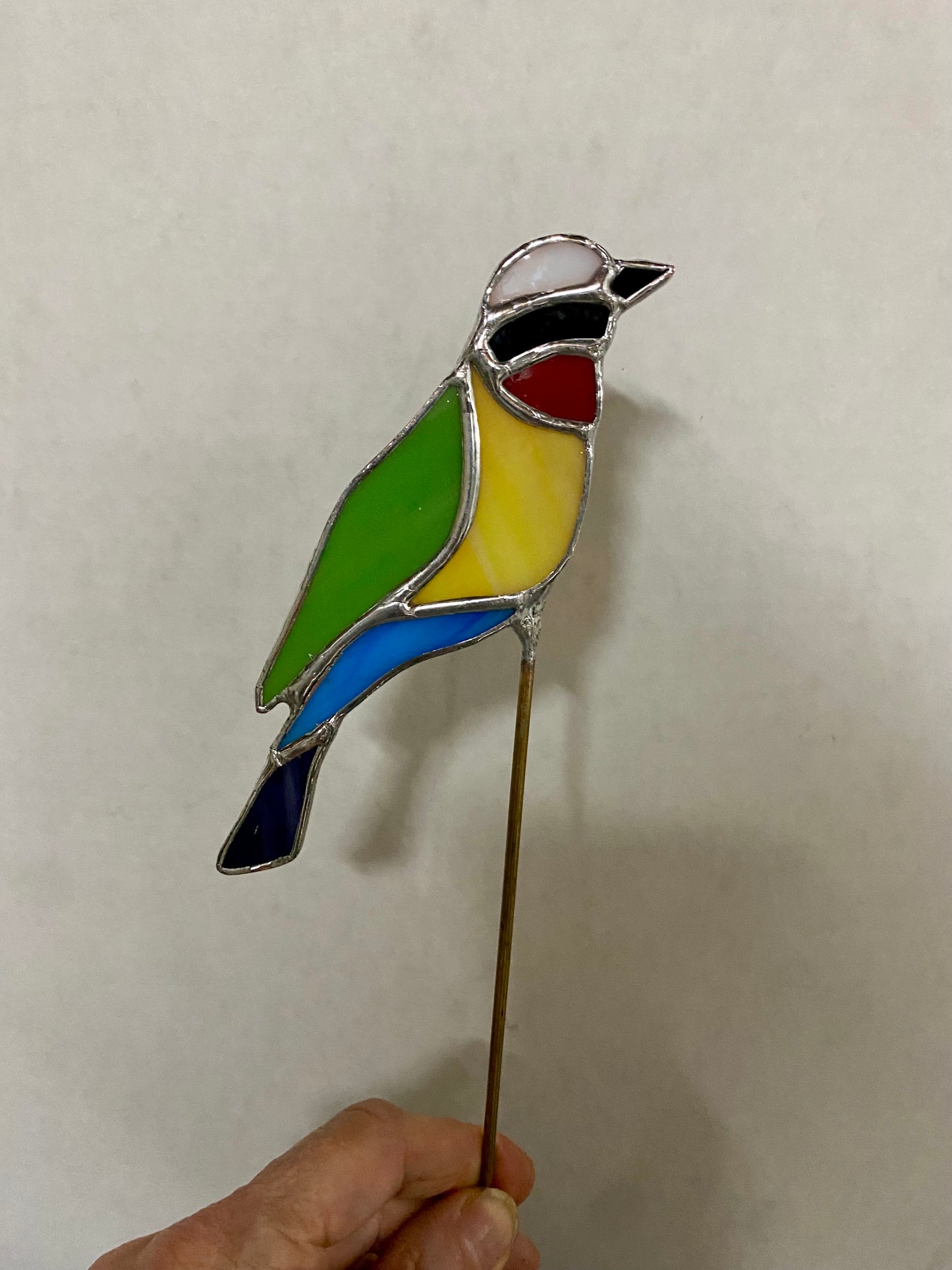 TROPICAL BIRD Plant Stake by Hip Chick Glass LLC, Stained Glass Bird, Glass Art Home Decor, Garden Art