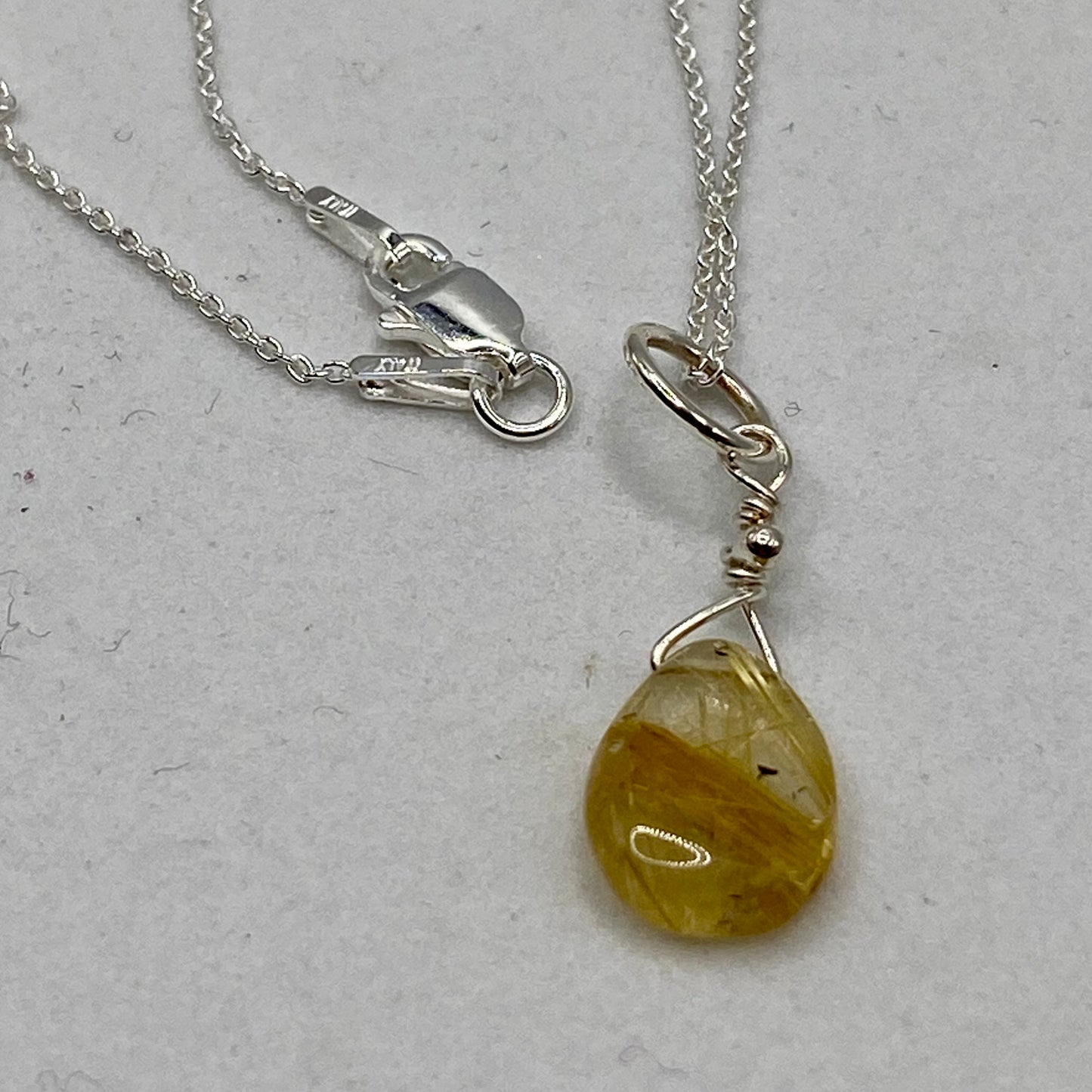 RUTILATED QUARTZ Necklace by Hip Chick Jewelry, Quartz Birthstone Pendant, Rutilated Quartz Necklace, Rutilated Quartz Pendant, 925 Sterling Silver Jewelry