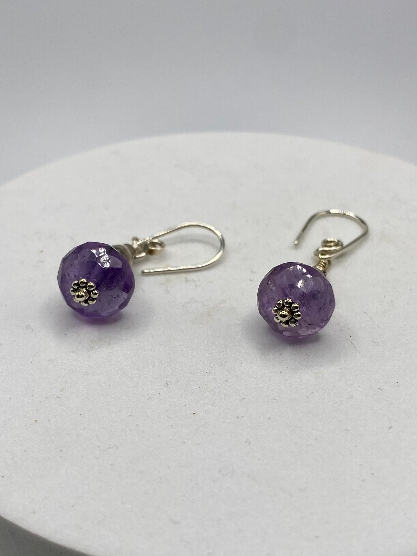Faceted Amethyst, Iolite, Sterling Silver Earrings by Hip Chick Glass, Sterling Silver Earrings, Handmade Gemstone Jewelry, February Birthstone Gift