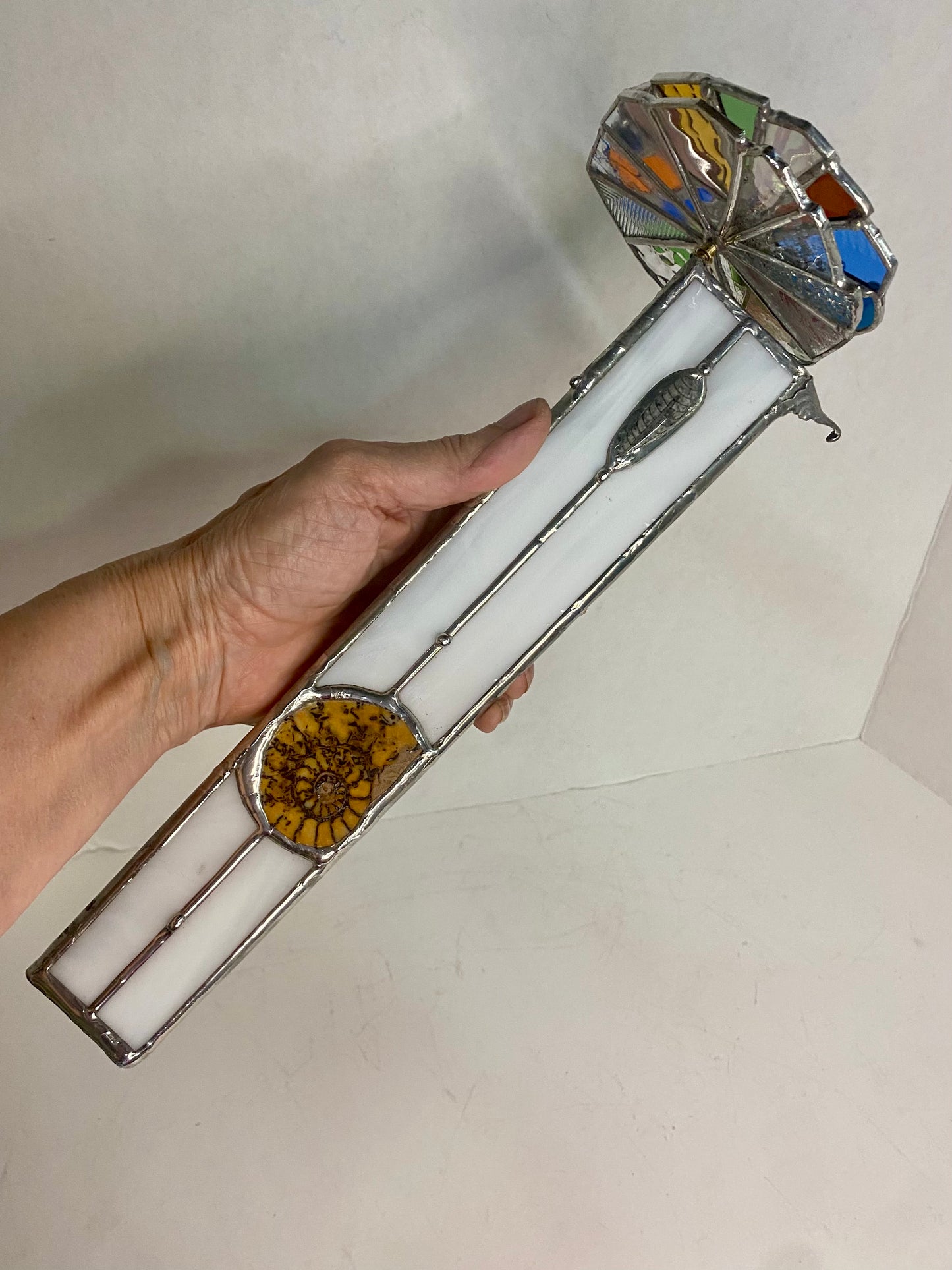 FOSSILS IN WHITE Stained Glass Kaleidoscope | Parlorscope | Glass Art Kaleidoscope by Hip Chick Glass, LLC | Collectors Dream