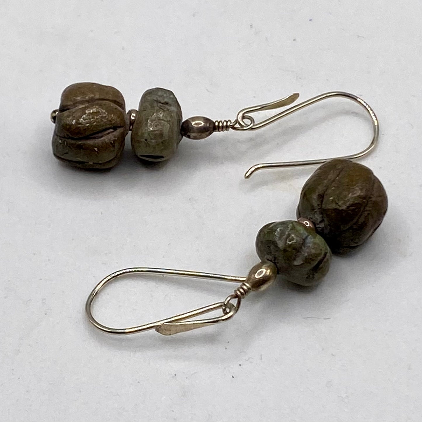Ceramic Bead Earrings by Hip Chick Glass, Sterling Silver Drop Earrings, Handmade Gemstone Jewelry, Gift For Woman