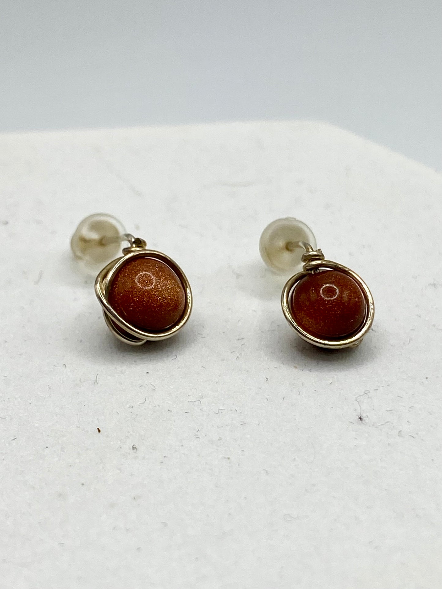 Gemstone Silver Stud Earrings by Hip Chick Glass, Handmade Birthstone Earrings, Birthstone Earrings, Pearl Stud Earrings, Sterling & Gemstone Wire Wrap Earrings